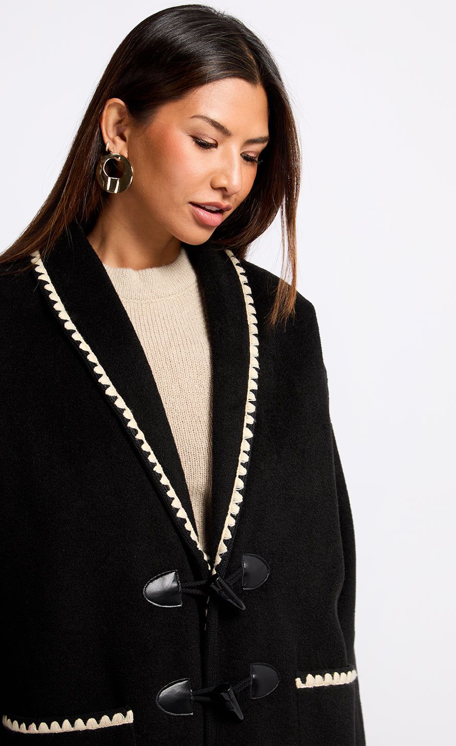 Little Mistress Black Contrast Stitch Trim Jacket