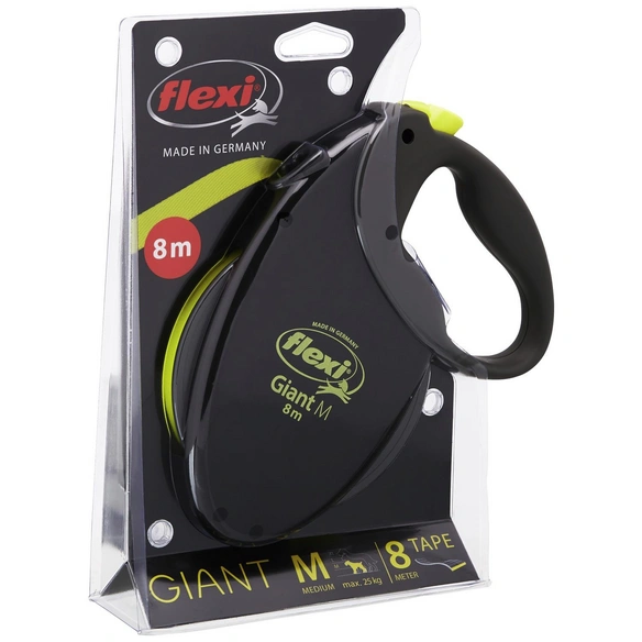 Hundeleine, Giant, M, Kunststoff | Metall, Schwarz | Neongelb