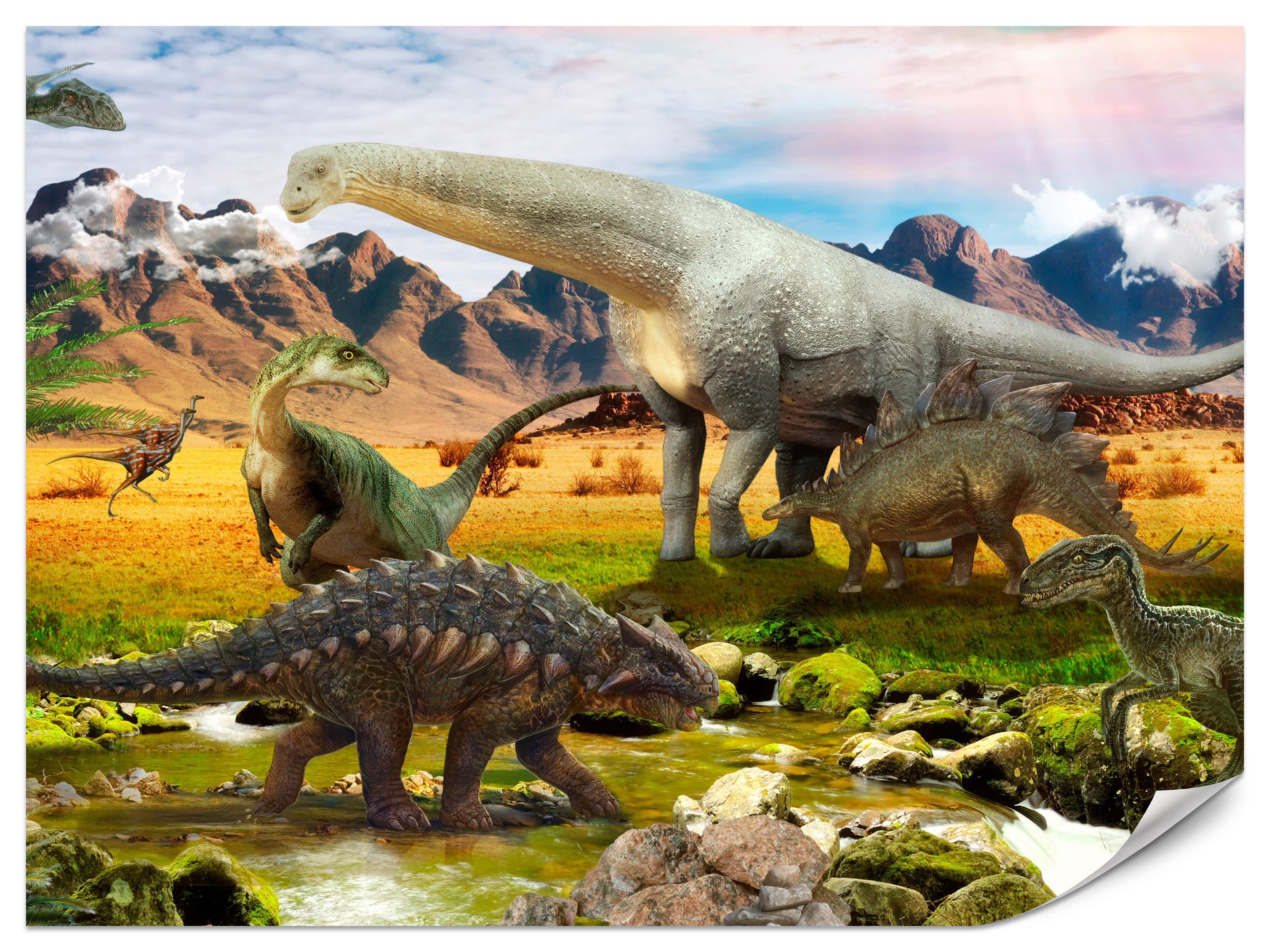 Fototapeta Dinozaury nad rzeką 100x70cm