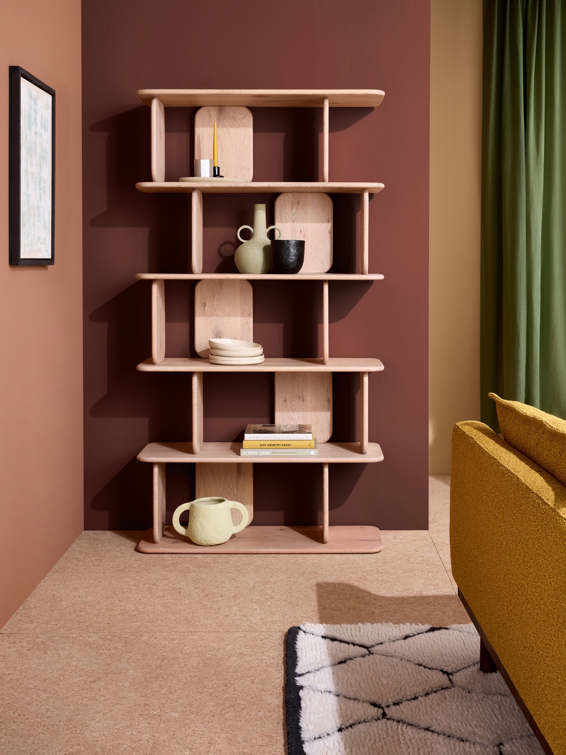 Nyla Tall Shelving Unit in White Wash Oak