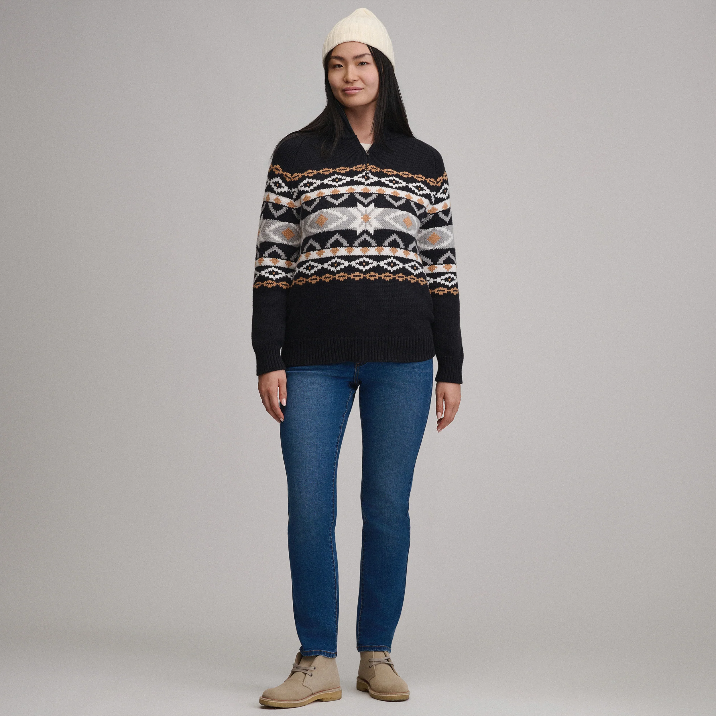 Women's Everloft Jacquard Quarter-Zip Sweater