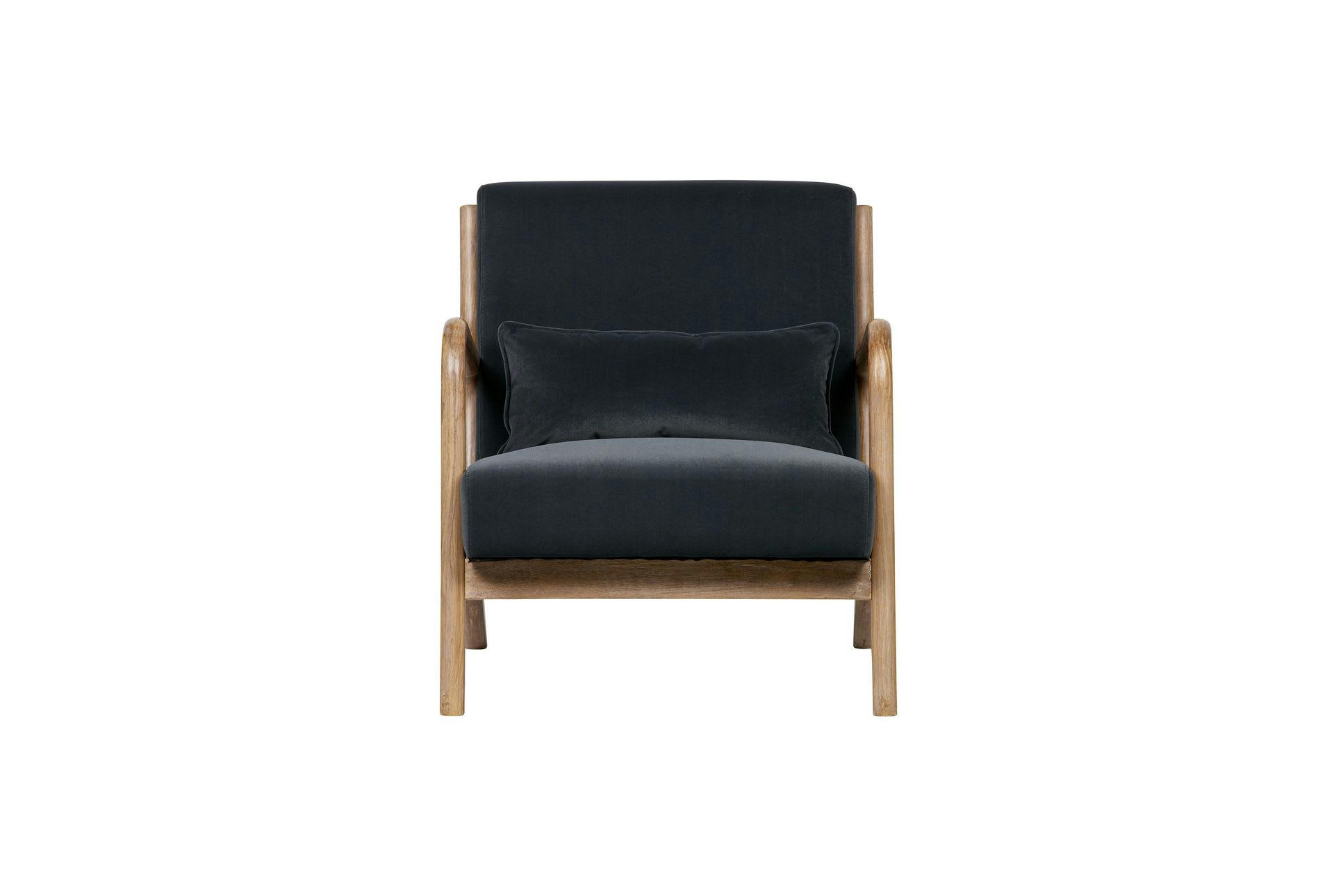 MARK - Fauteuil en velour antracite