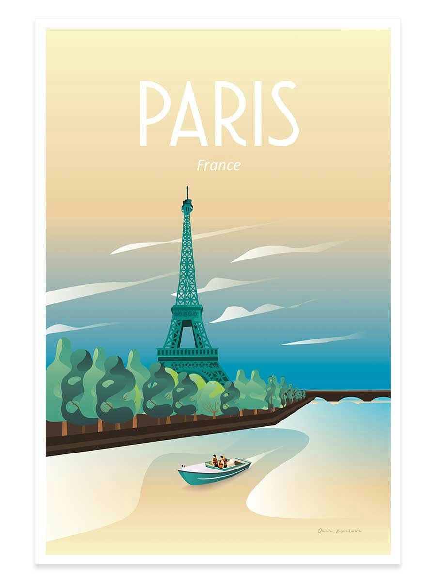 - Affiche ville voyage à Paris sans cadre 60x90cm