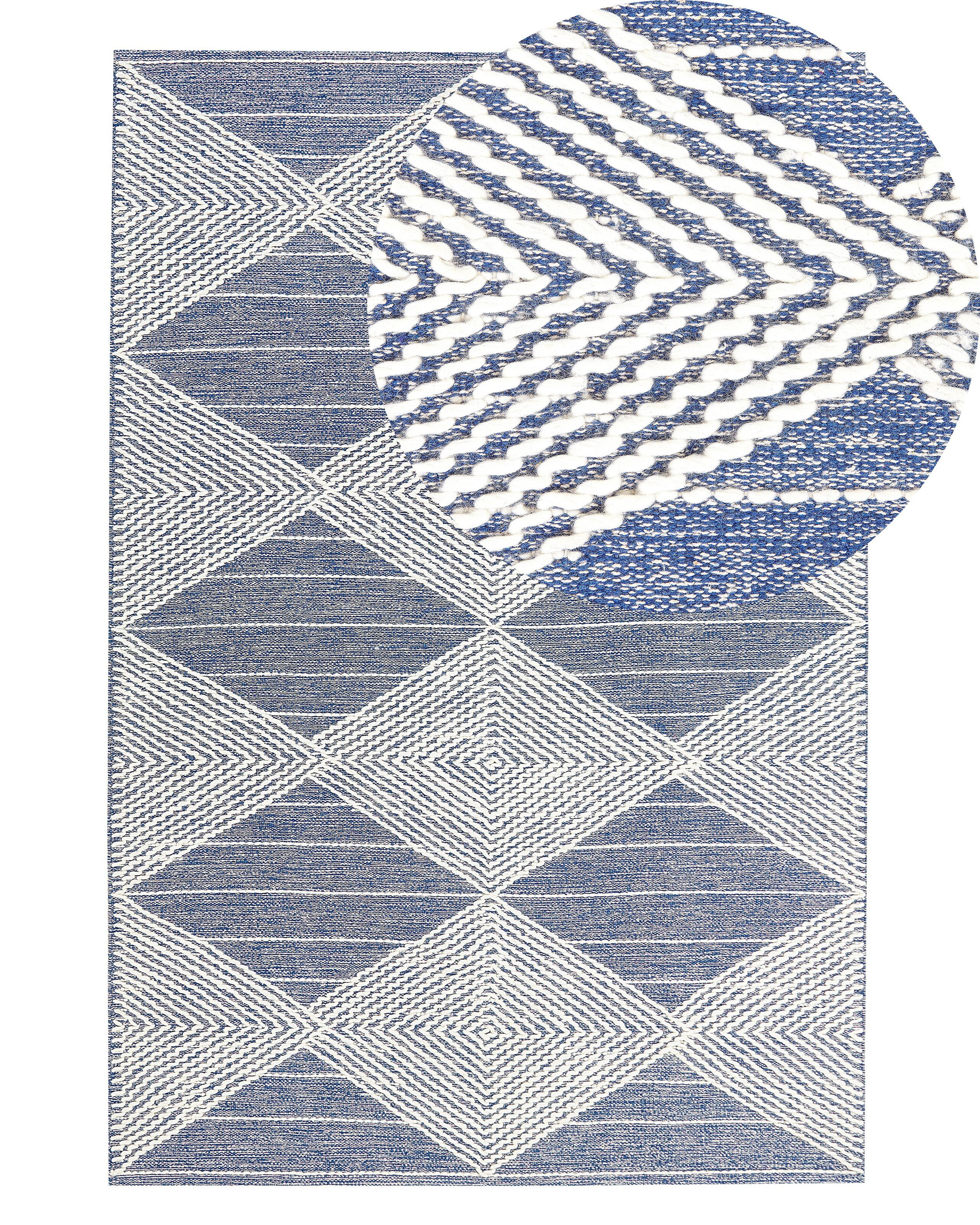 Dywan 140x200 cm wełniany beżowo-niebieski