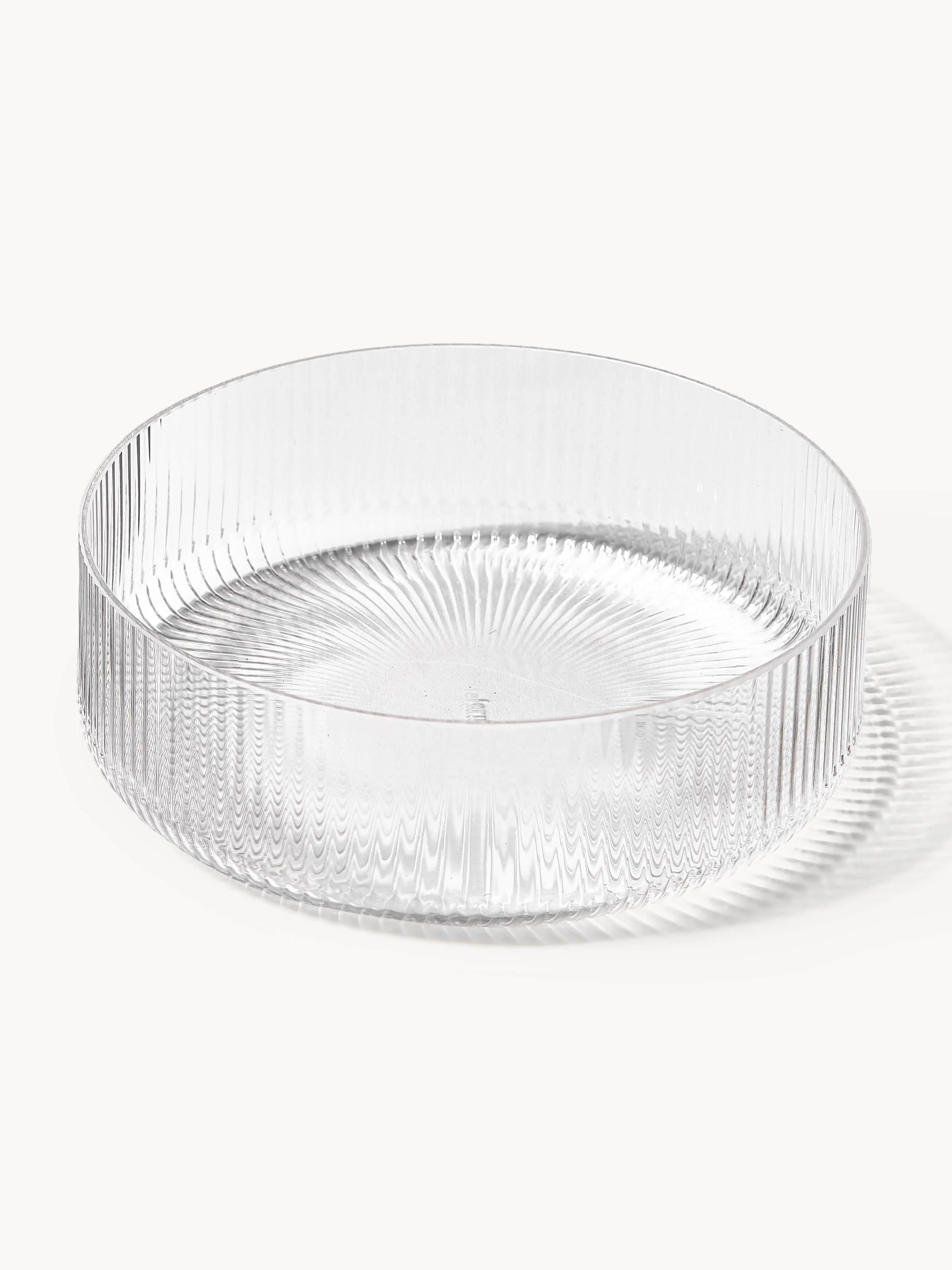 Mundgeblasene Servierschälchen Ripple mit Rillenrelief, 4er-Set