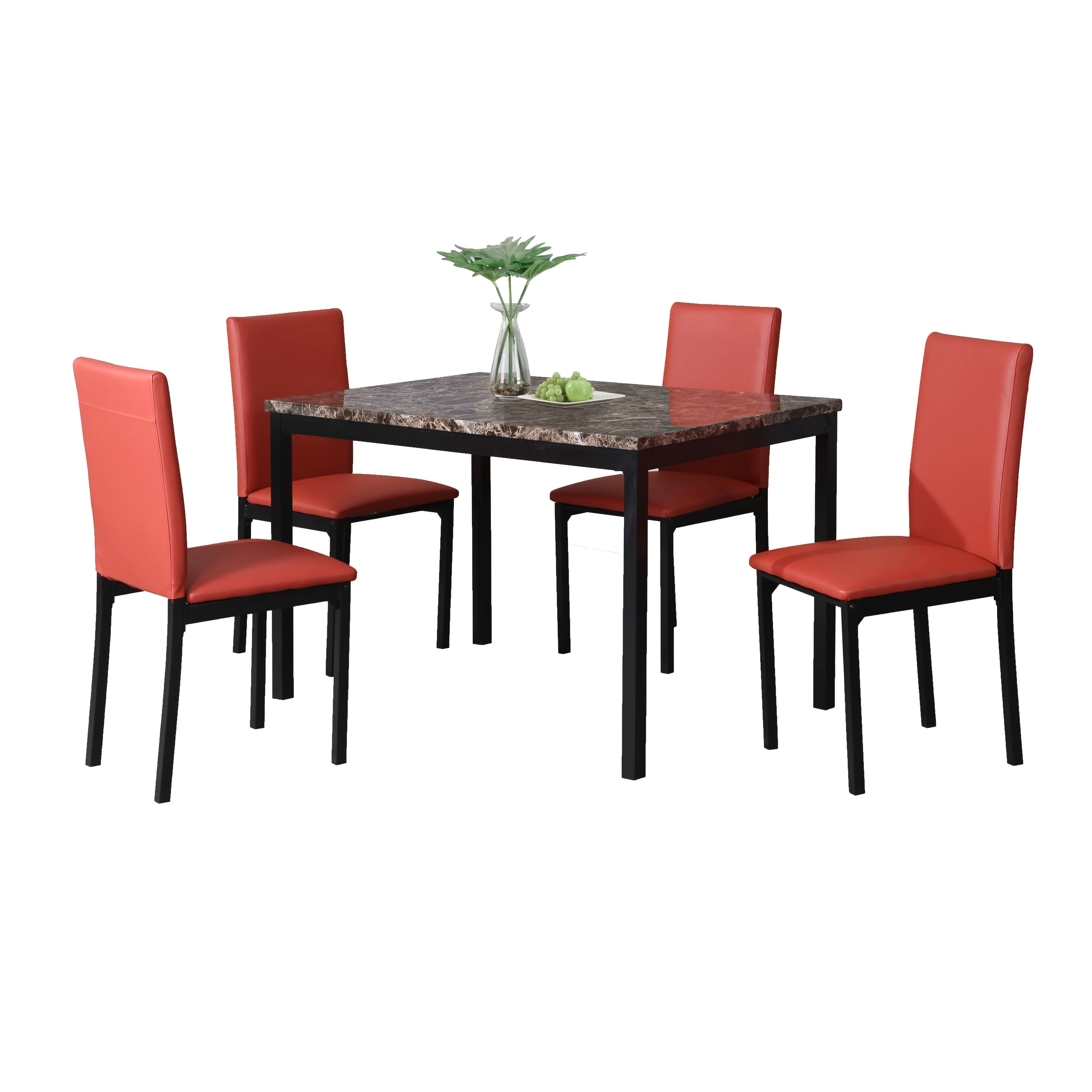 Roundhill Furniture Citico Metal Faux Marble Top 5-piece Dinette Set
