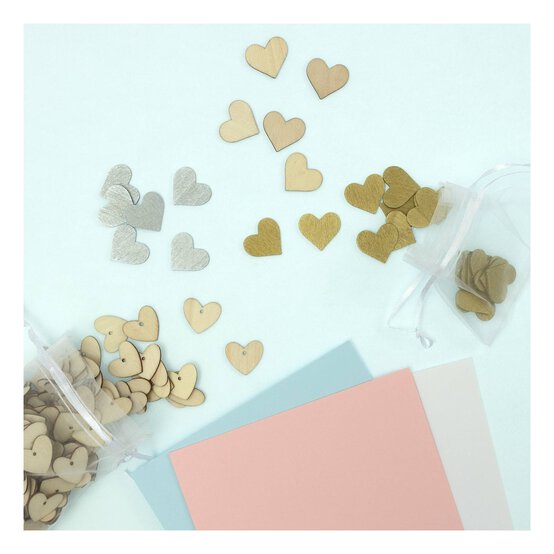 Gold Wooden Hearts 18 Pack