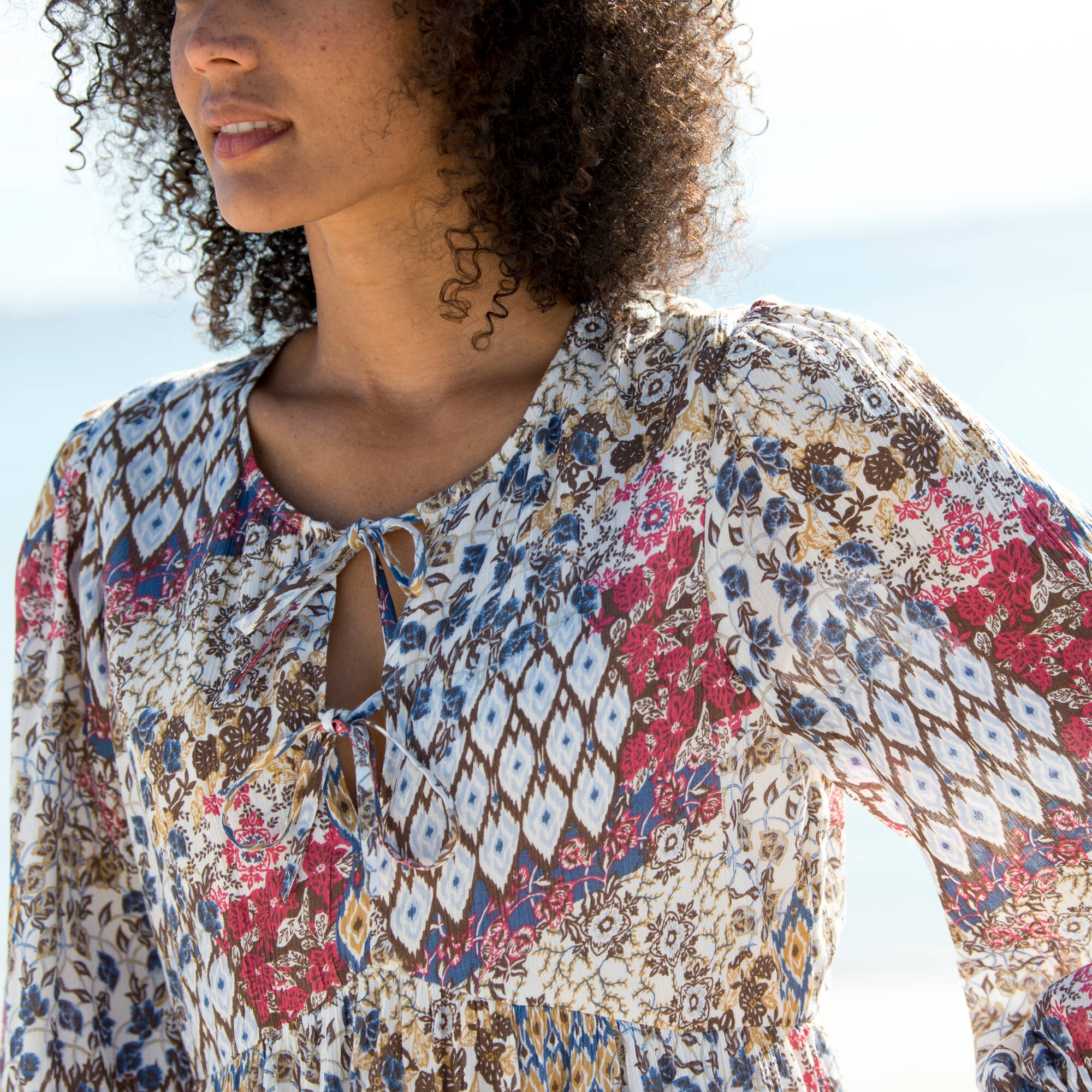 Robe évasée à volant, imprimé