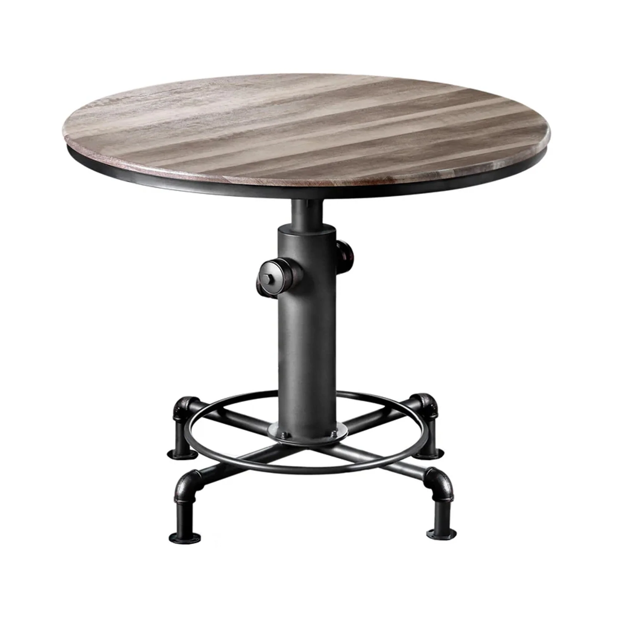 Ges 5pc Counter Table and Swivel Stool Set, 45 Inch Round, Black Metal