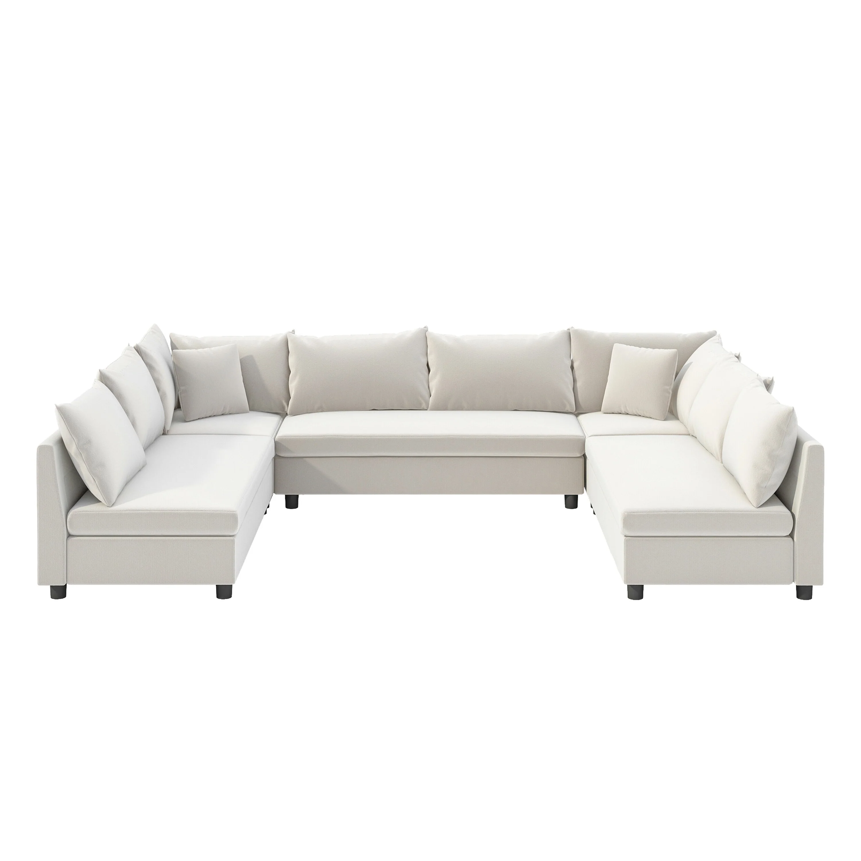 Modern U Shaped Modular Sofa with Chenille Upholstery and Supportive Foam Cushions for Living Rooms or Guest Rooms