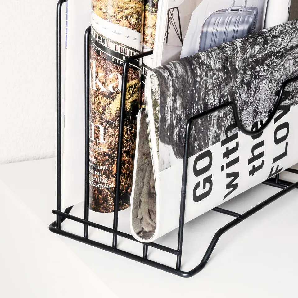 QUVIO Tijdschriften houder metaal - Zwart