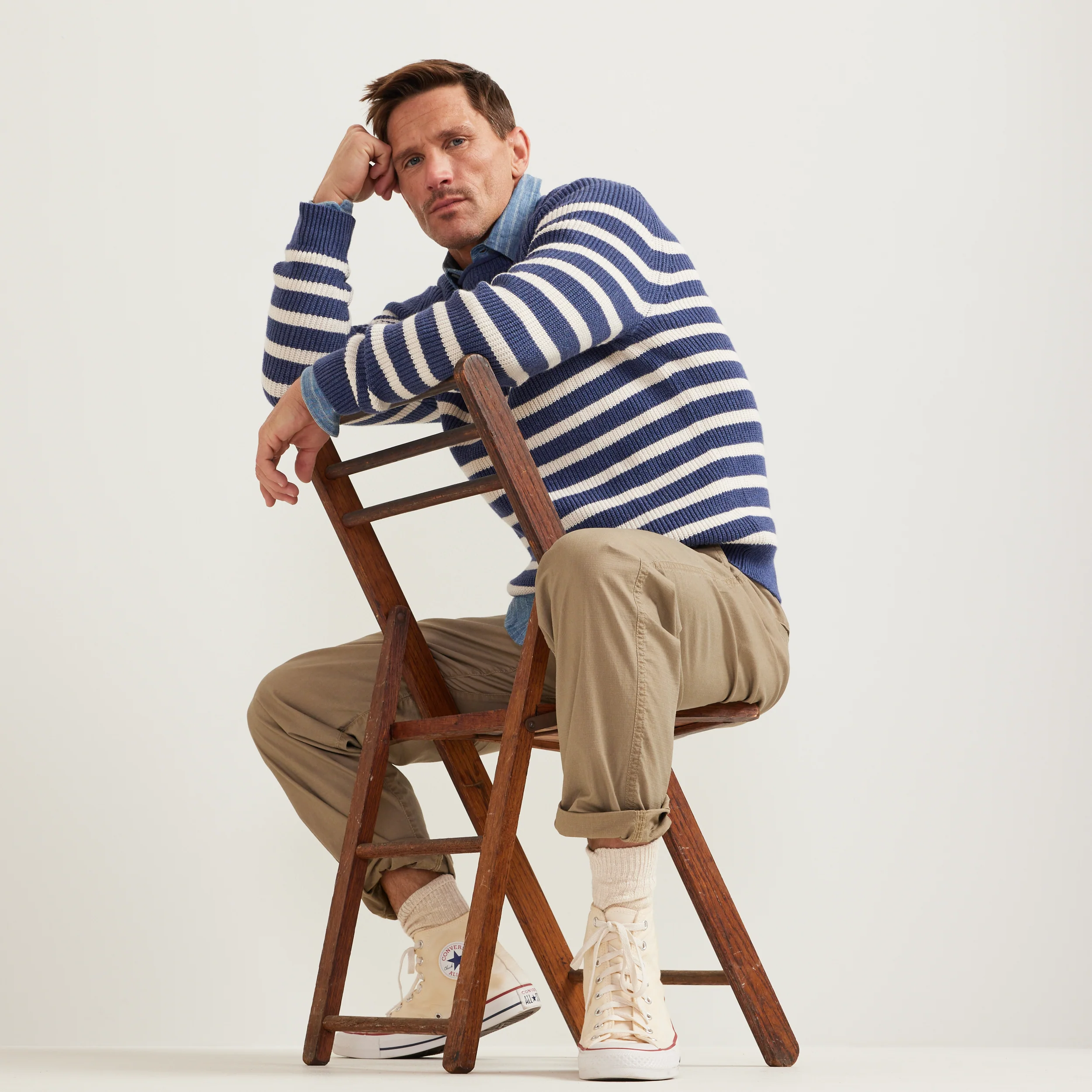 Men's Signature Roll Neck Sweater - Stripe