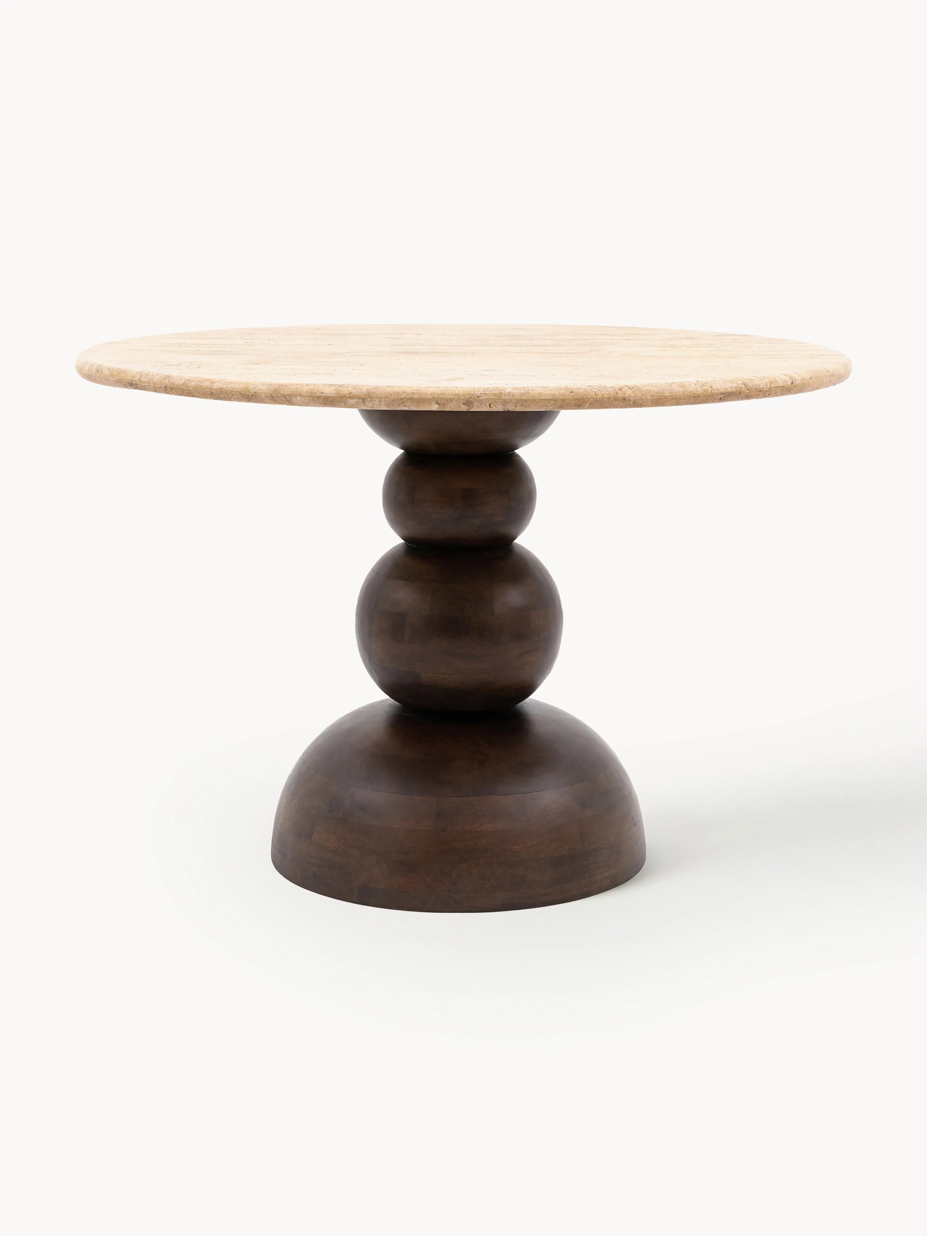 Runder Esstisch Sculpt mit Travertin-Tischplatte, Ø 110 cm