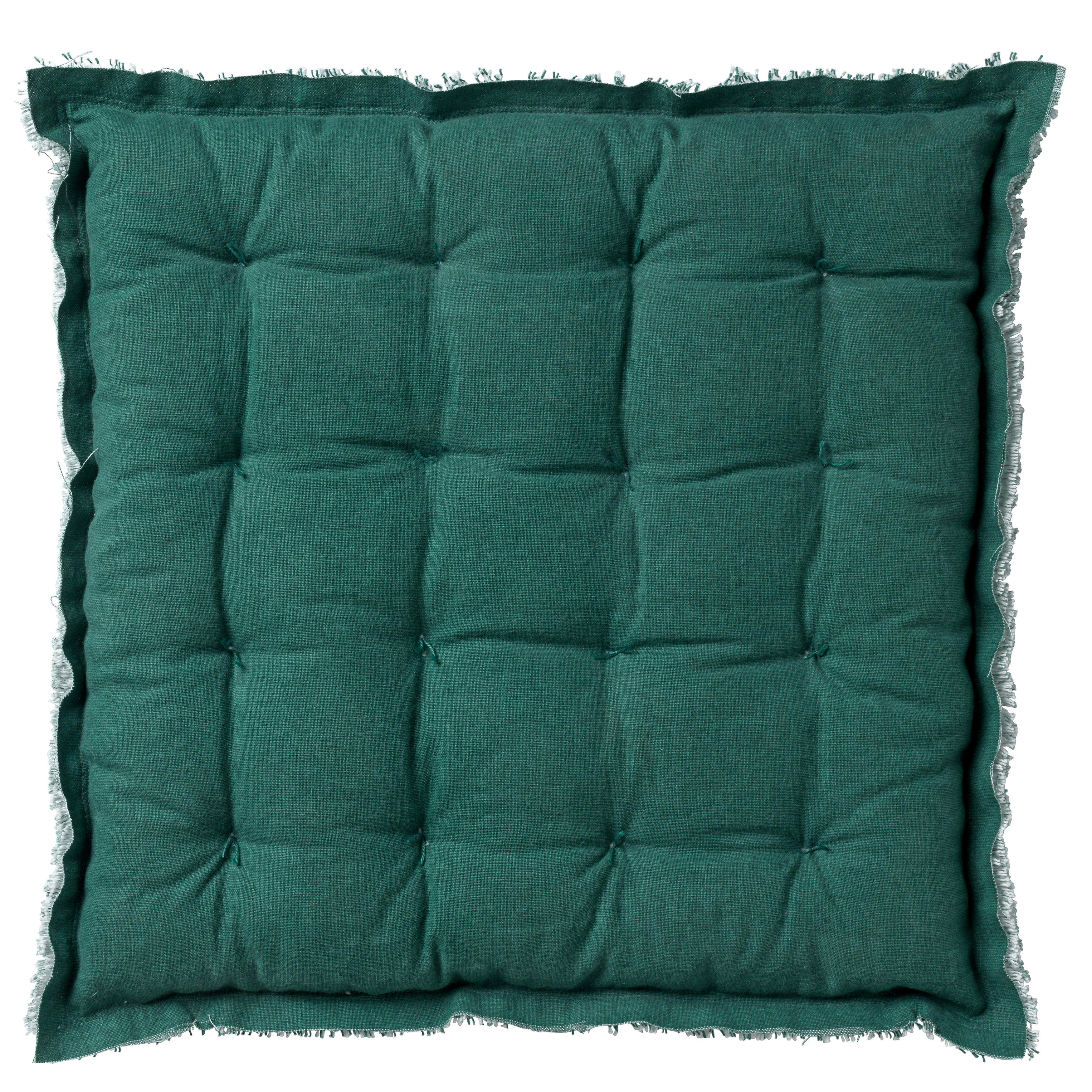 BURTO COUSSIN DE SOL - Galette de chaise vert en coton 40x40 cm uni