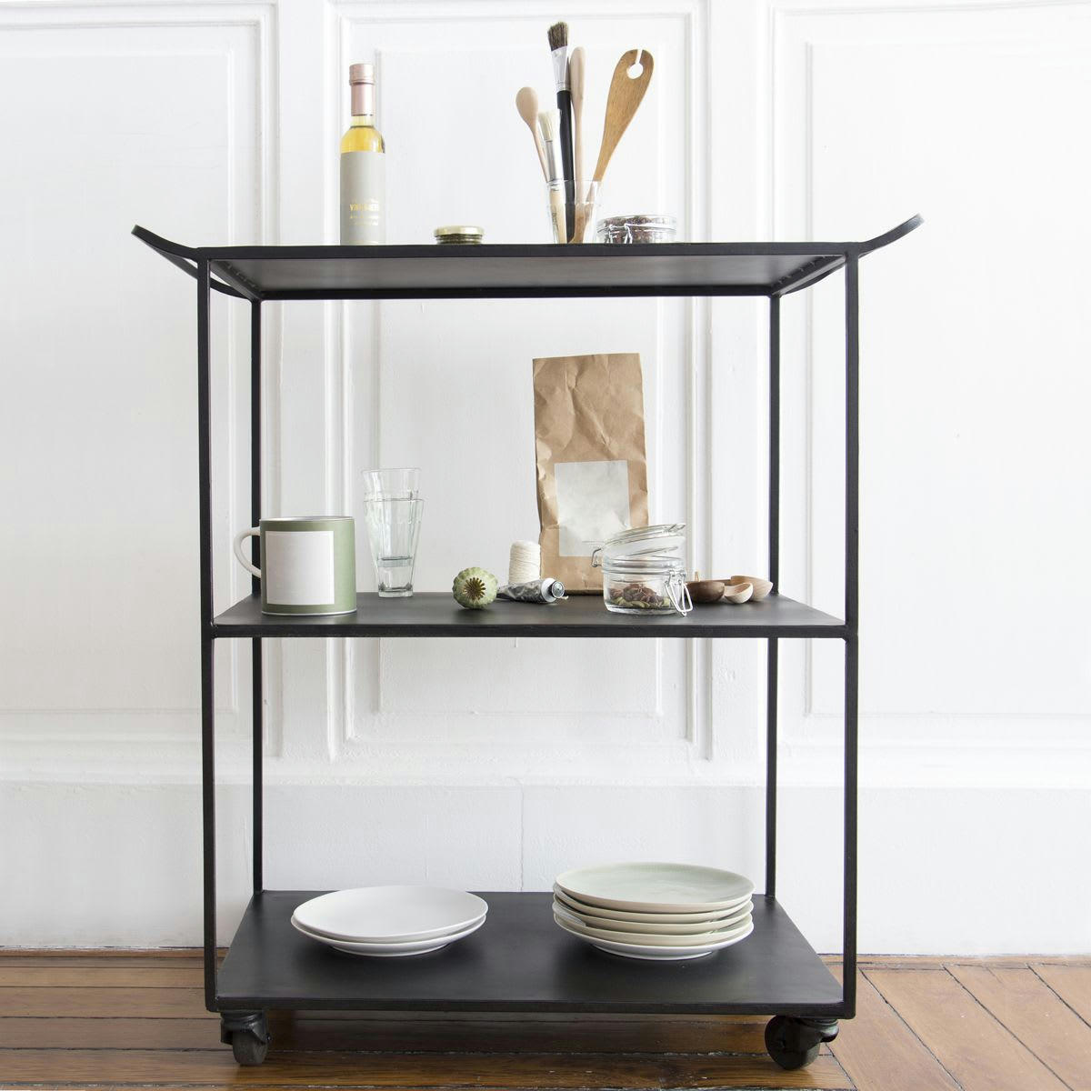 DOUGLAS - Table desserte roulante en métal