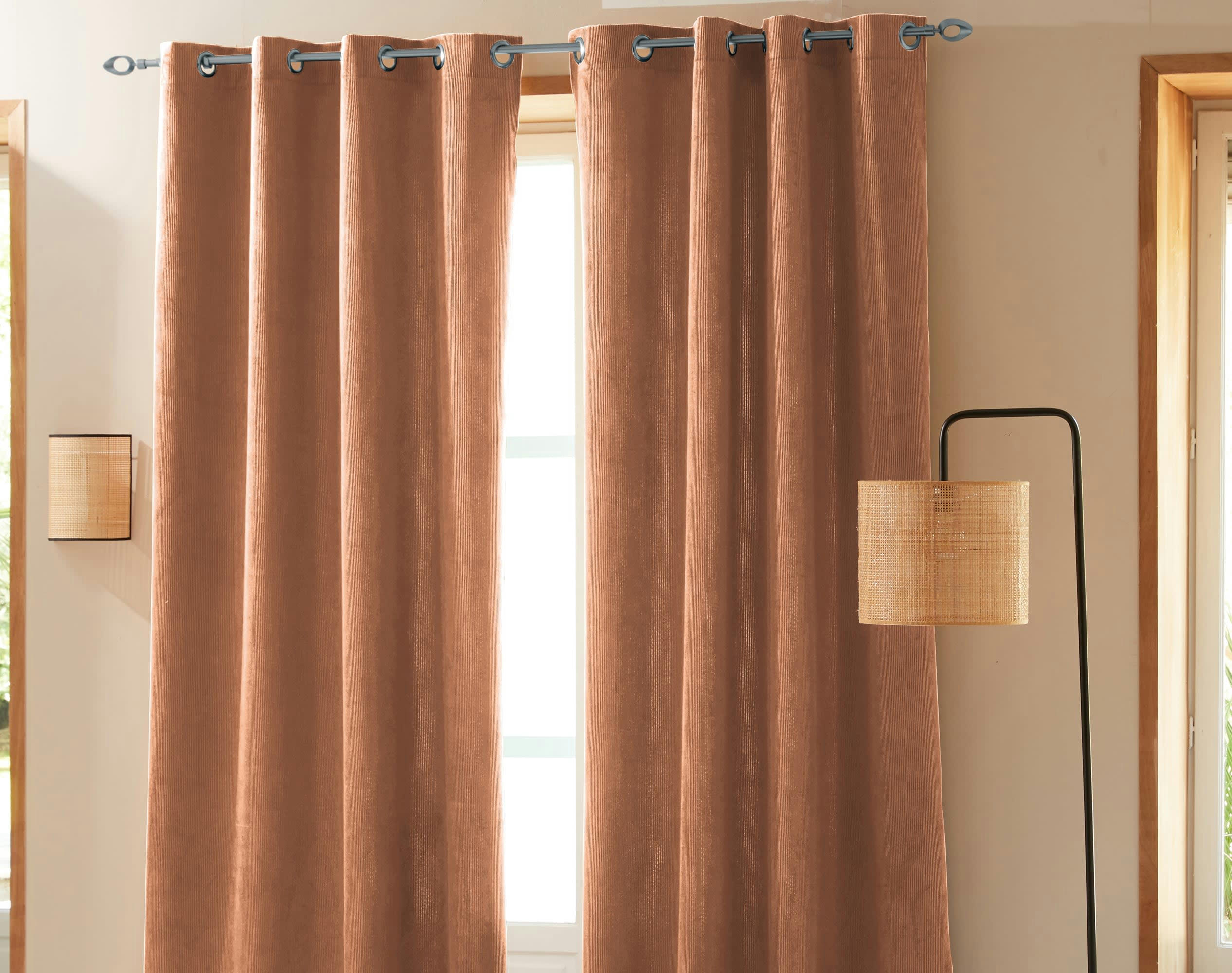 FJORD - Rideau 135x250 en polyester rose saumon