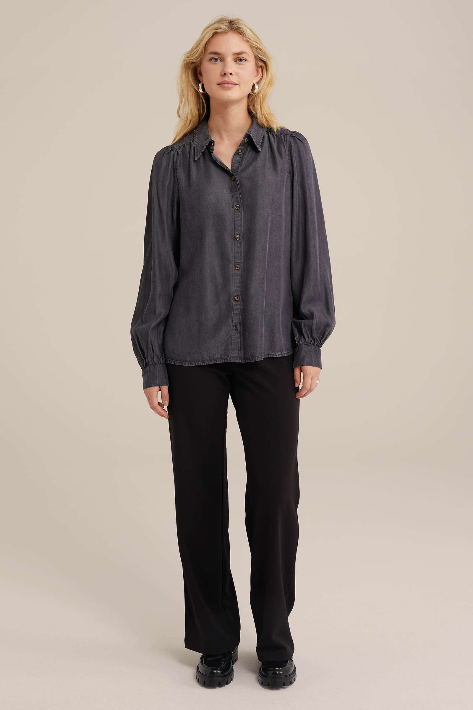 Dames wide leg jersey broek