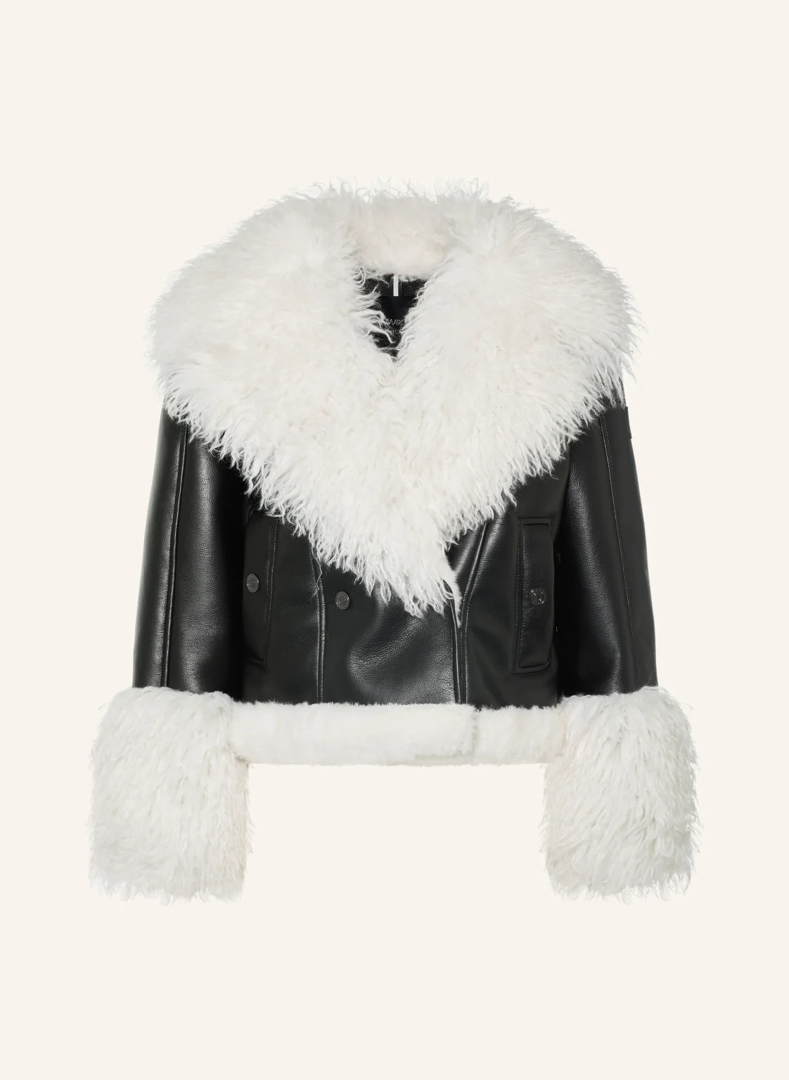 MARC CAIN Jacke in Lederoptik mit Kunstfell