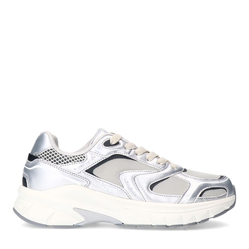 Manfield Zilveren sneakers met mesh details