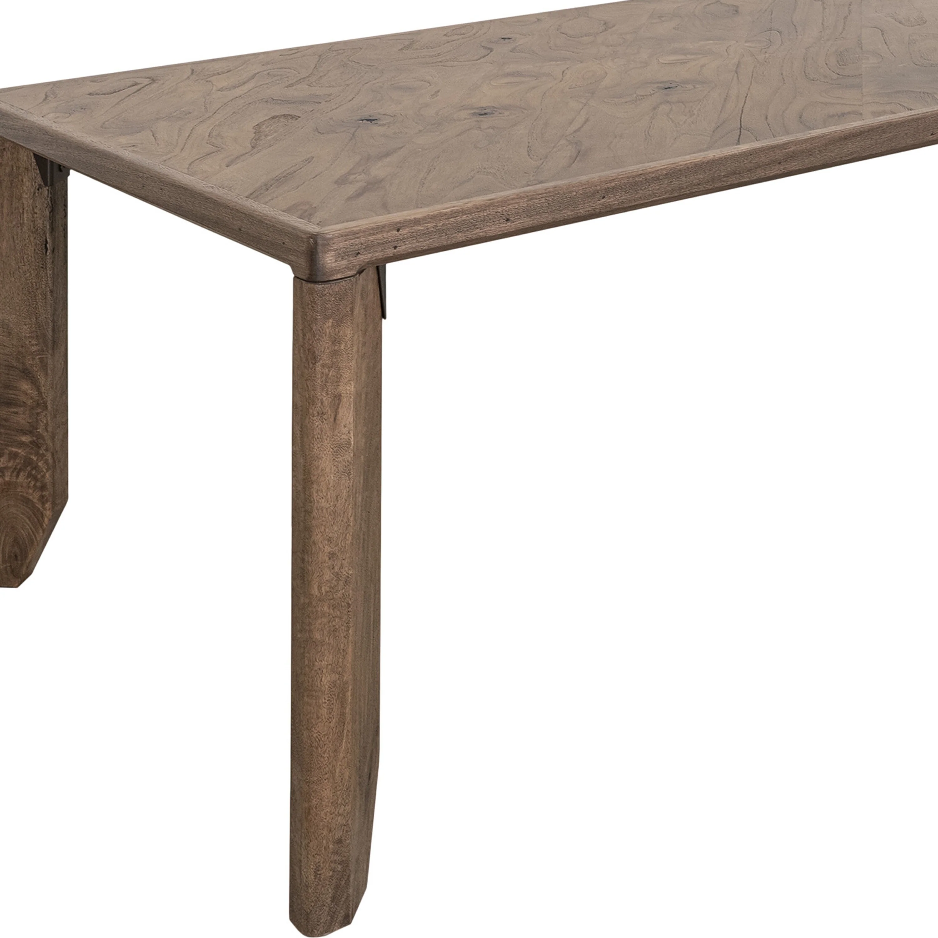Tacey Dining Table, Rustic Peanut Brown Mango Wood Rectangular 79 Inch