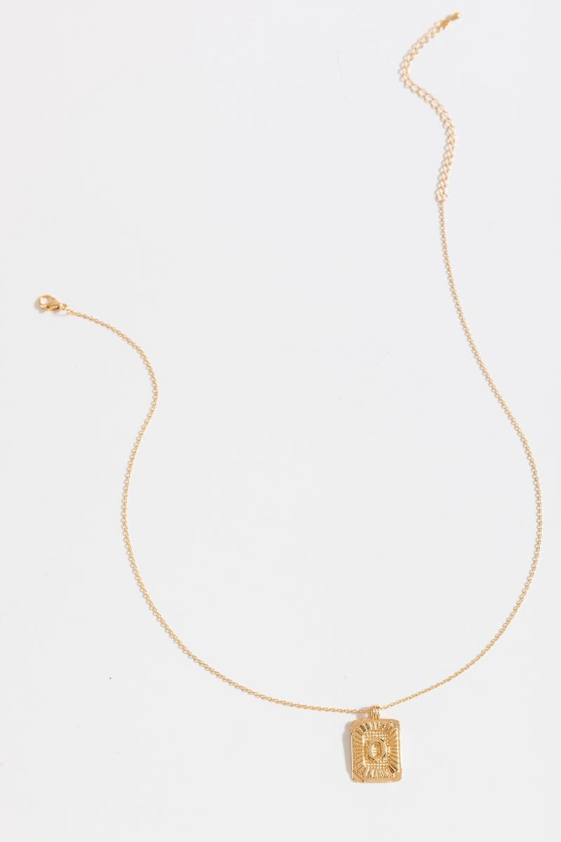 Initial ID Tag Pendant Necklace