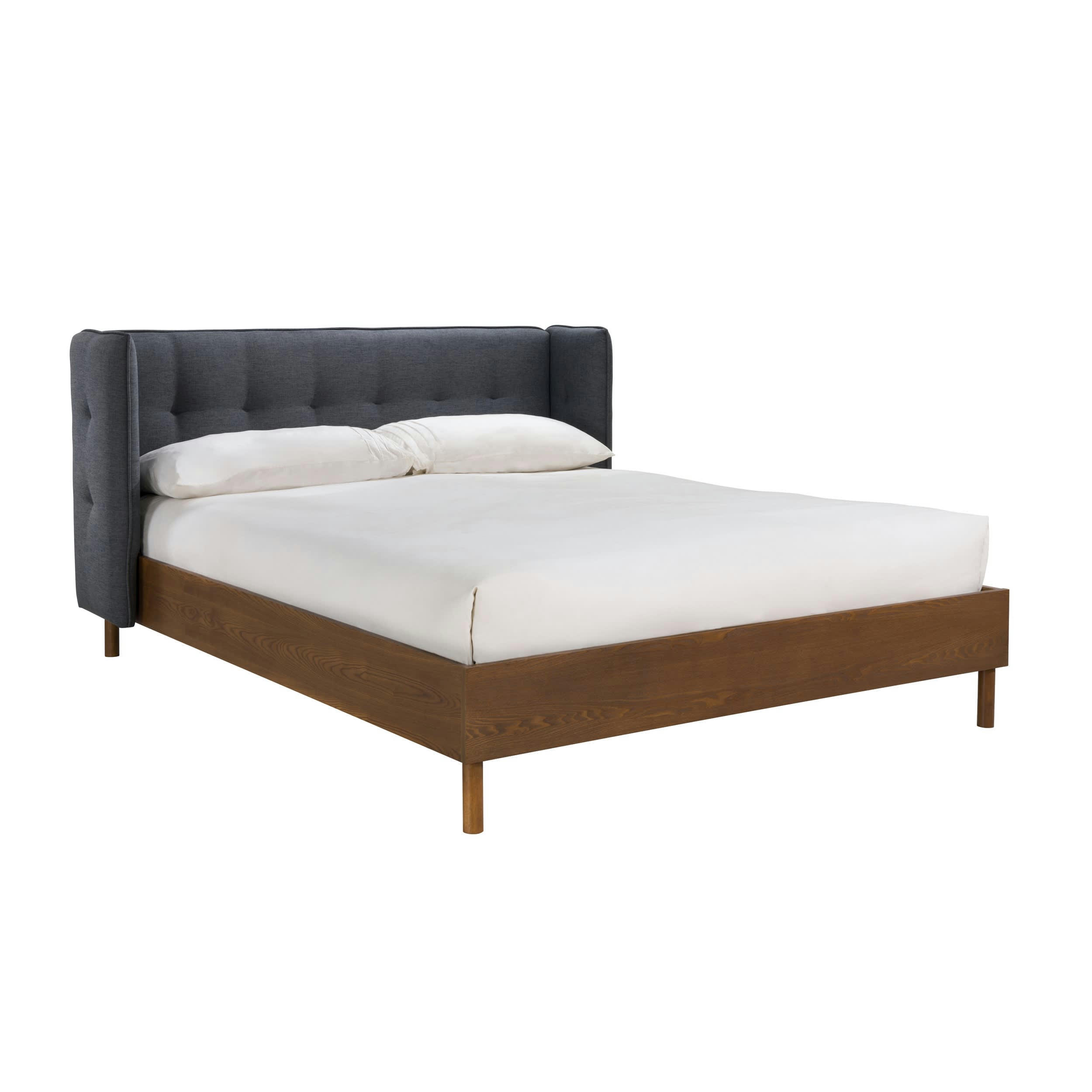 LOCO - Lit double 140x190 cm en tissu gris foncé