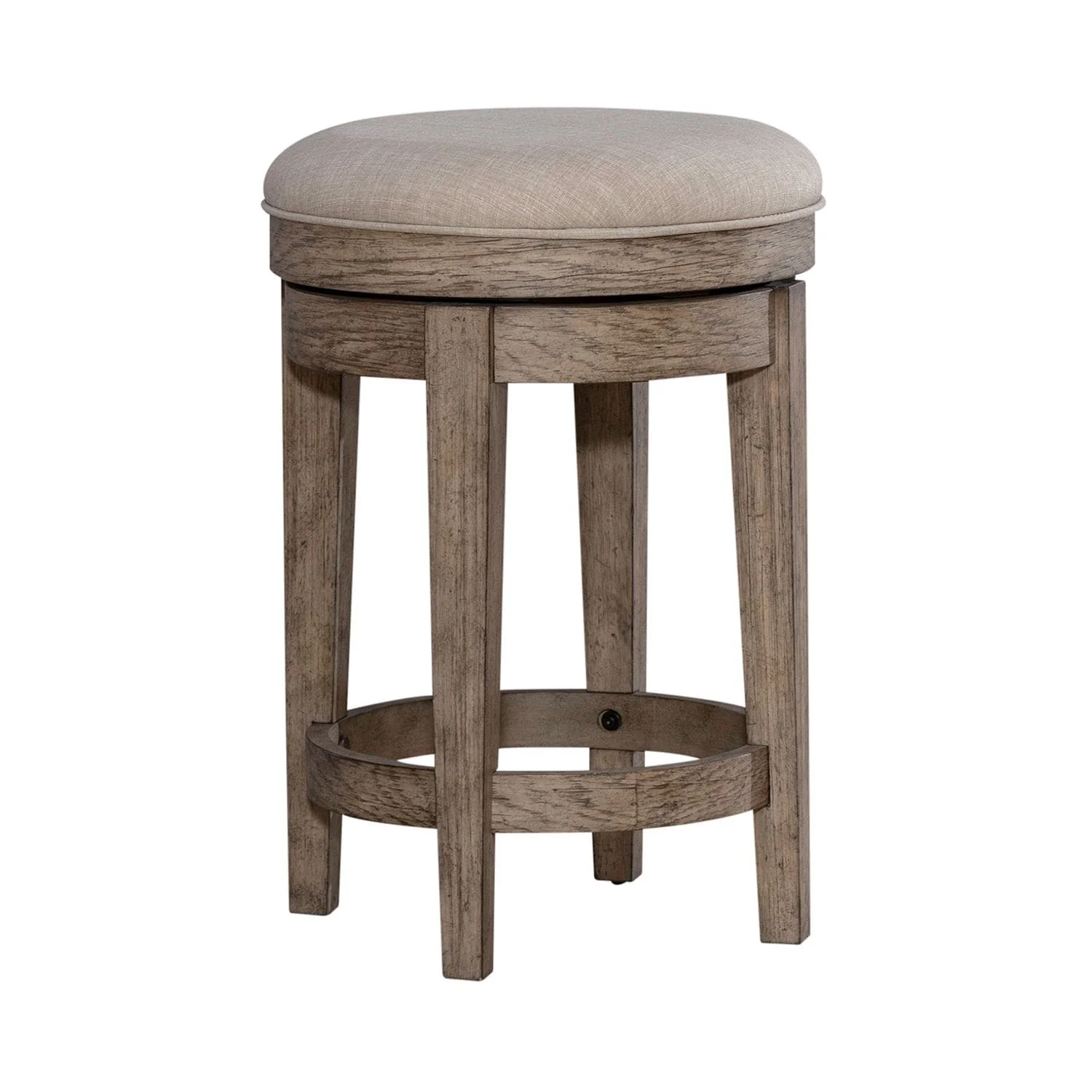 City Scape Burnished Beige Upholstered Swivel Console Stool - Width 17 x Depth 17 x Height 25