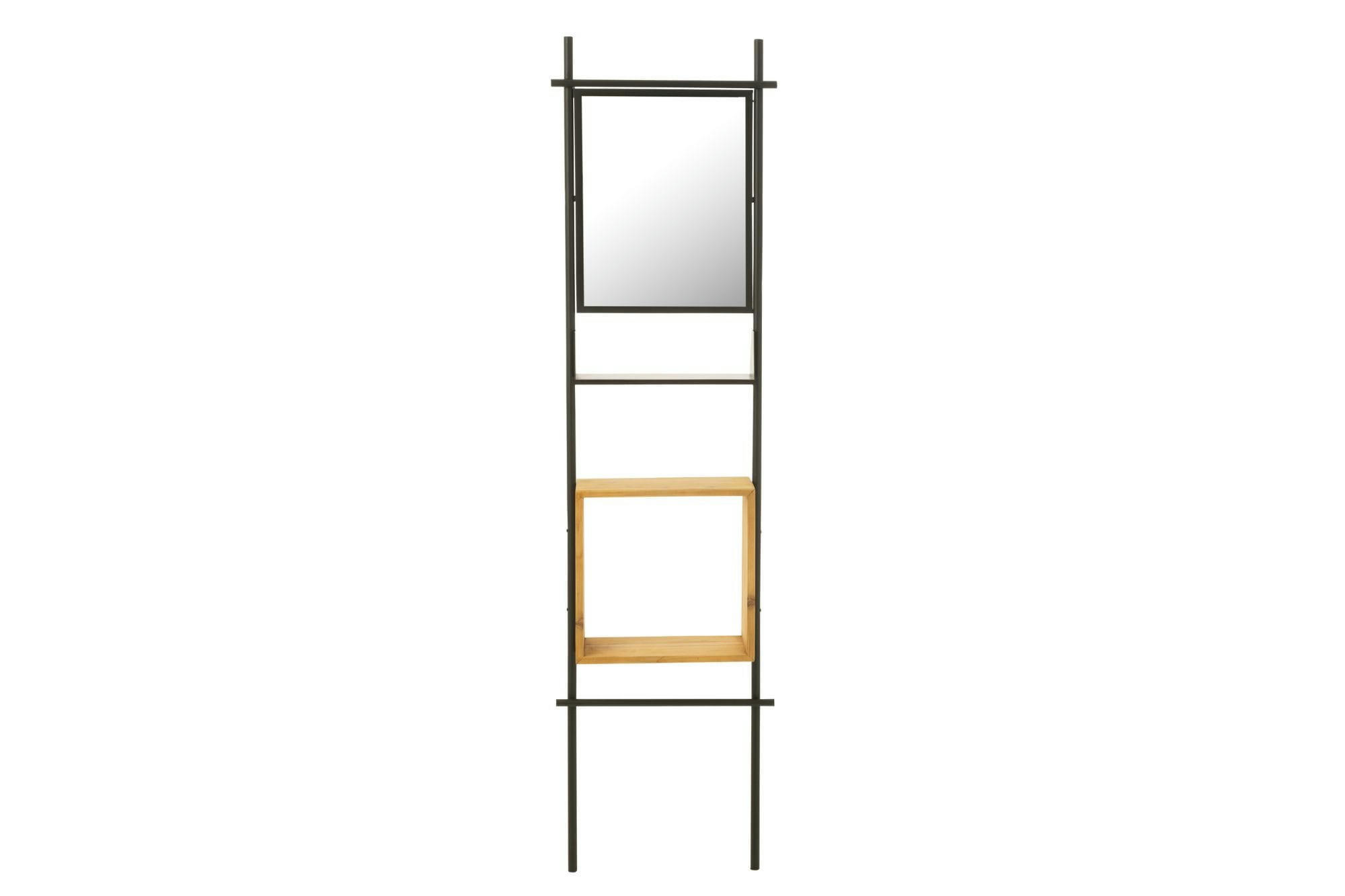 - Etagére murale avec miroir en bois et métal
