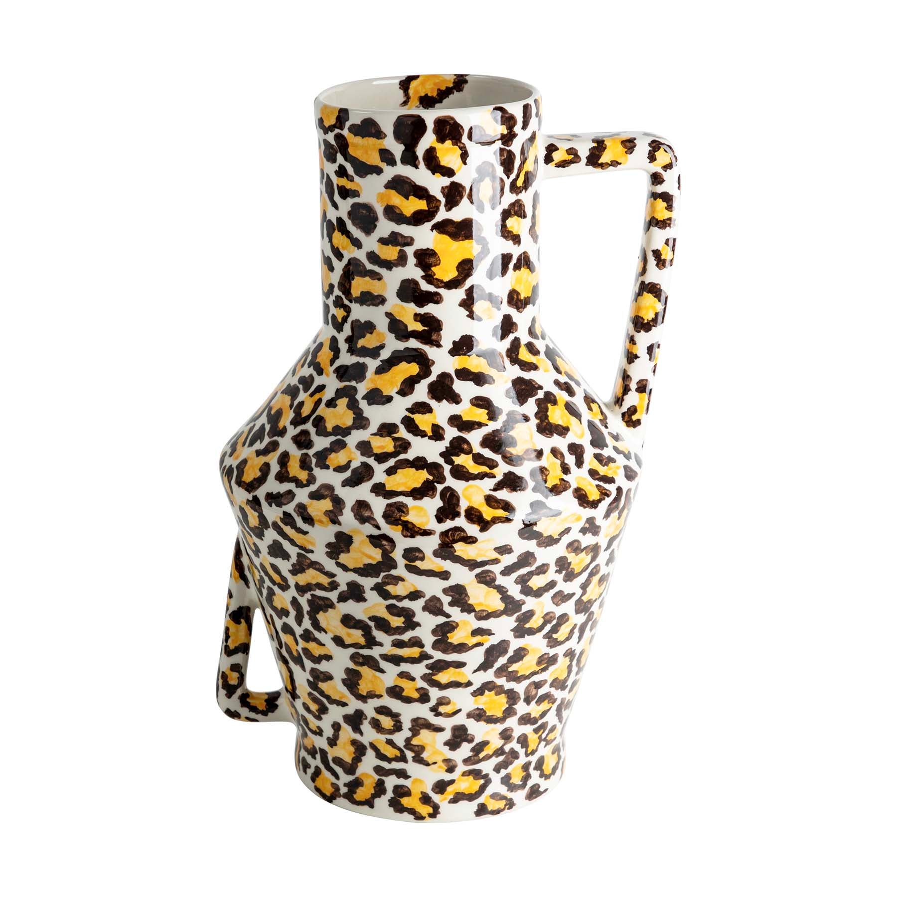 Return to Sender Vaas 45 cm Leopard print handgeschilderd met handvat