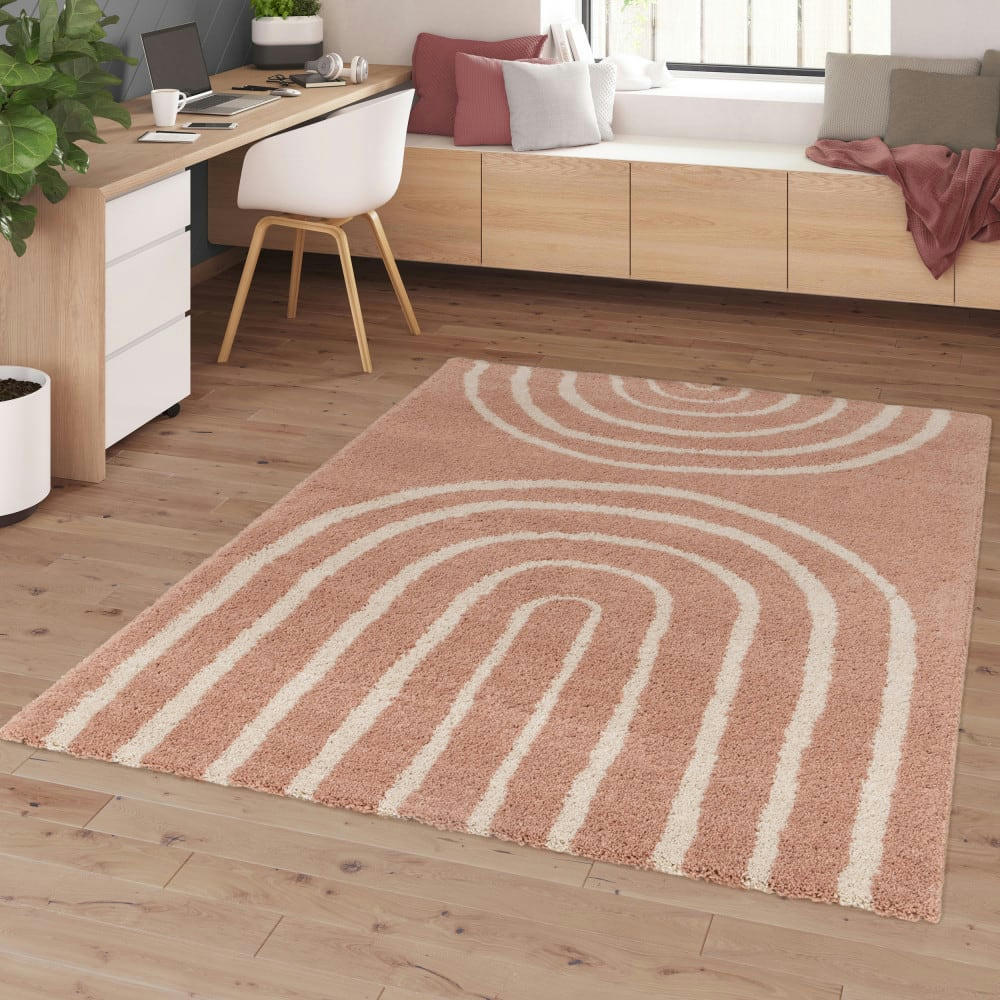 VICTORIA I - Tapis contemporain à motif géométrique vieux rose 160x230 cm