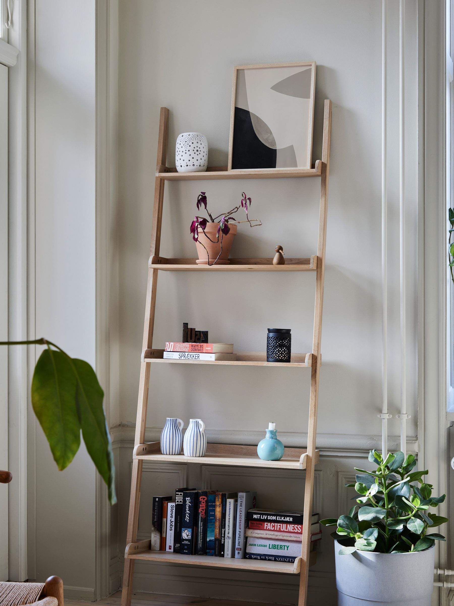 Paper Collective Grey Simplicity 01 Framed Wall Art Print in Natural Oak Frame
