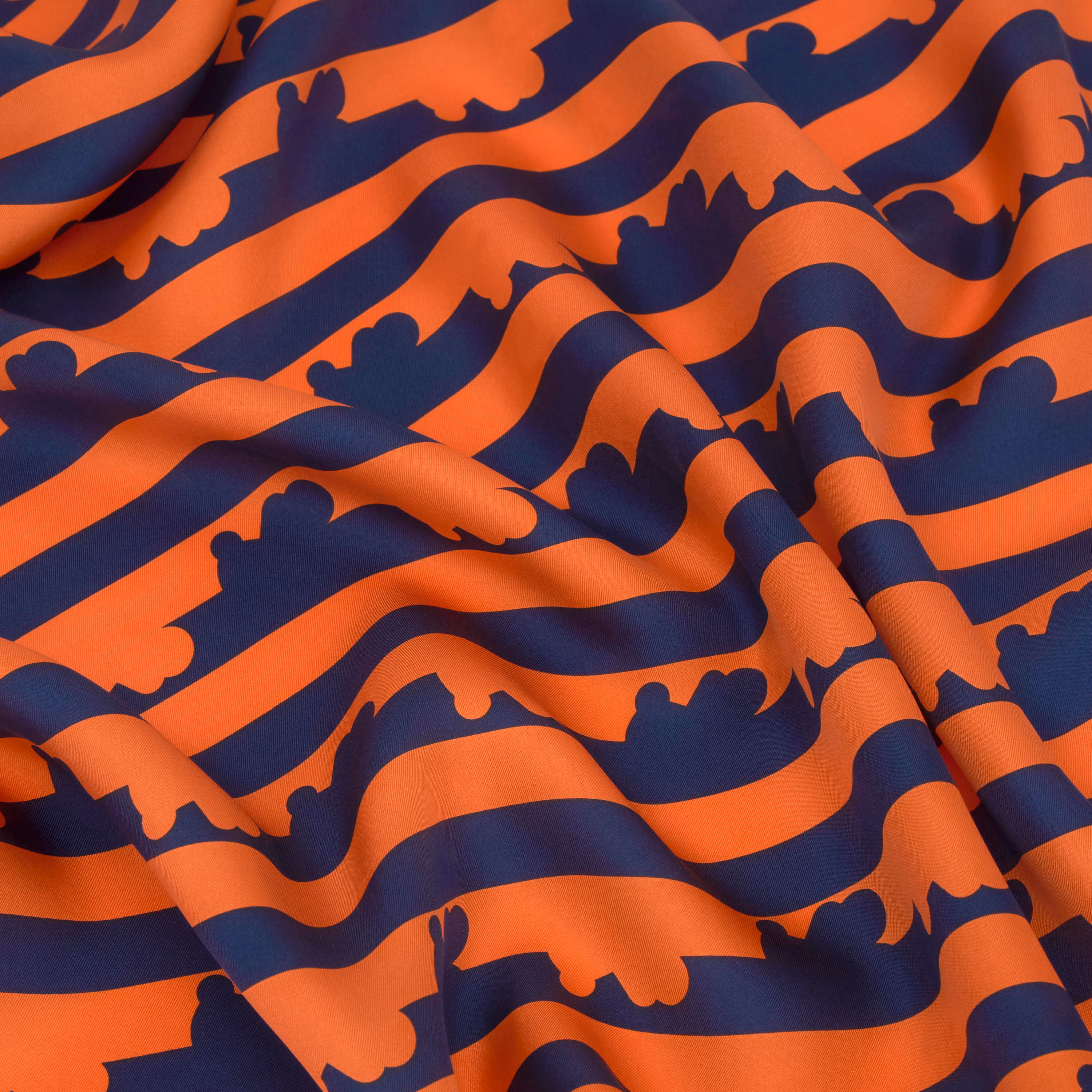 Pañuelo de seda azul marino y naranja TOUS Bear Stripes