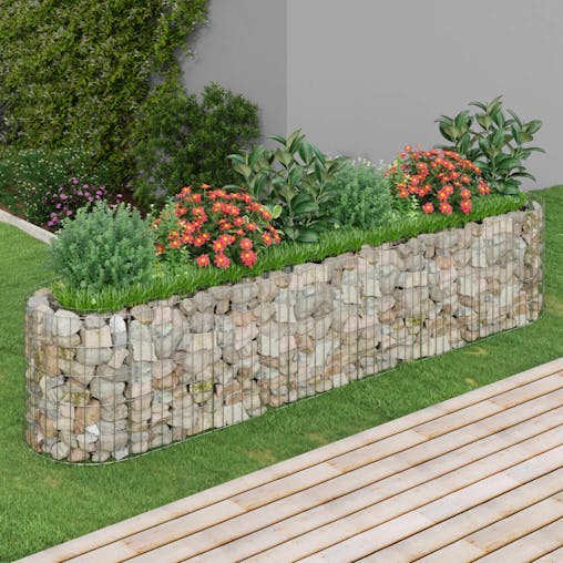 NNEVL Gabion Raised Bed Galvanised Iron 260x50x50 cm