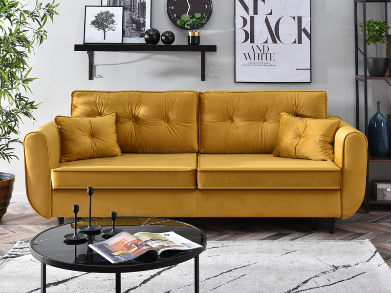 Sofa Blink Miodowy Welur, Podstawa Czarny