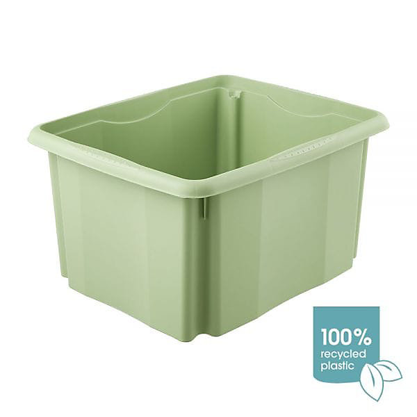 Bac de rangement en plastique recyclé 24 litres - Vert