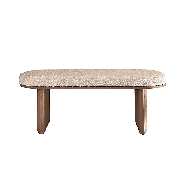 Banc en bois massif et tissu bouclette 120 cm