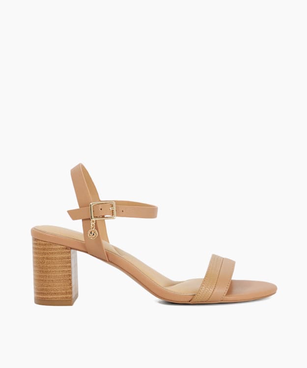 Jaycie Caramel - Mid Height Block Heel Sandals
