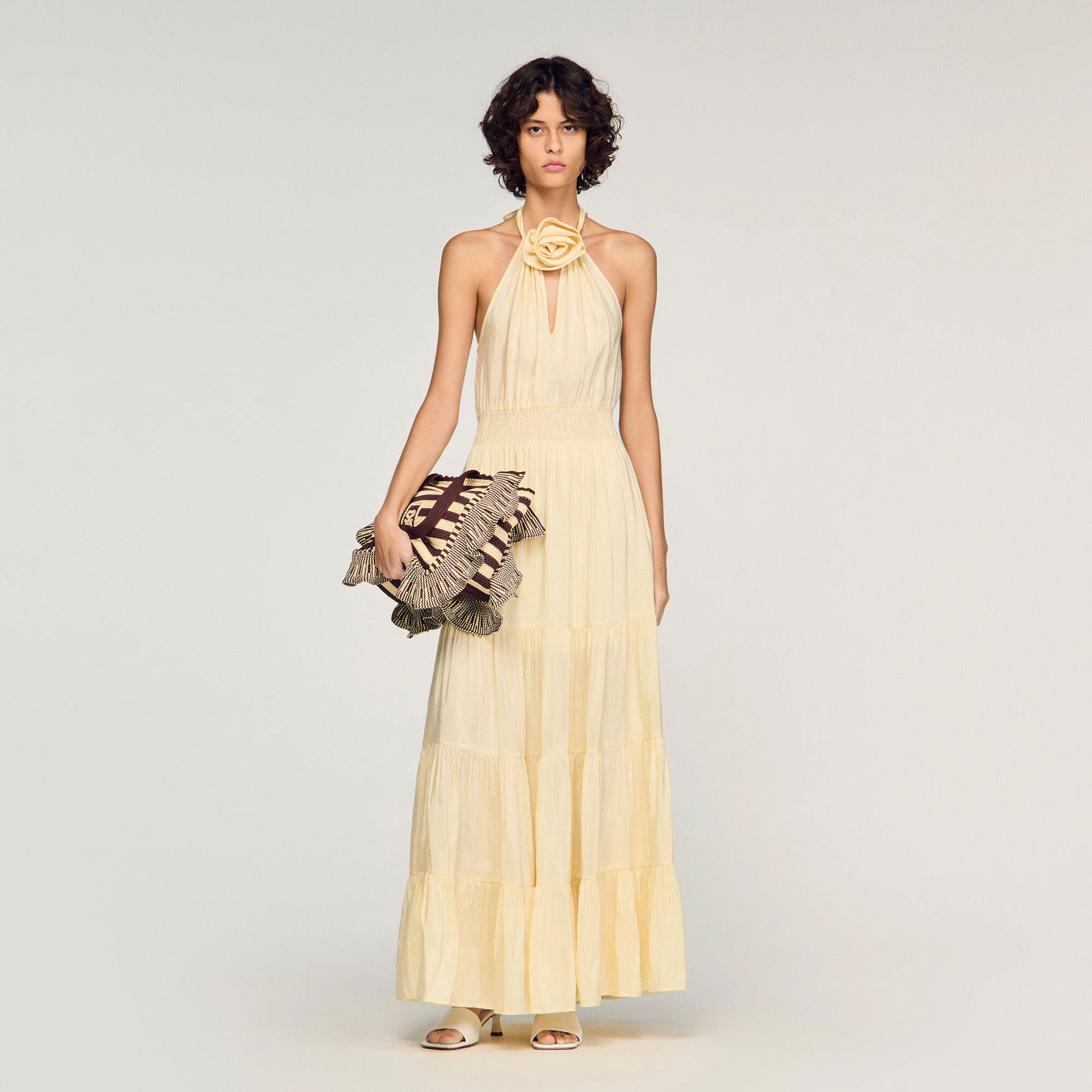 Robe longue en lin imprimé fleur