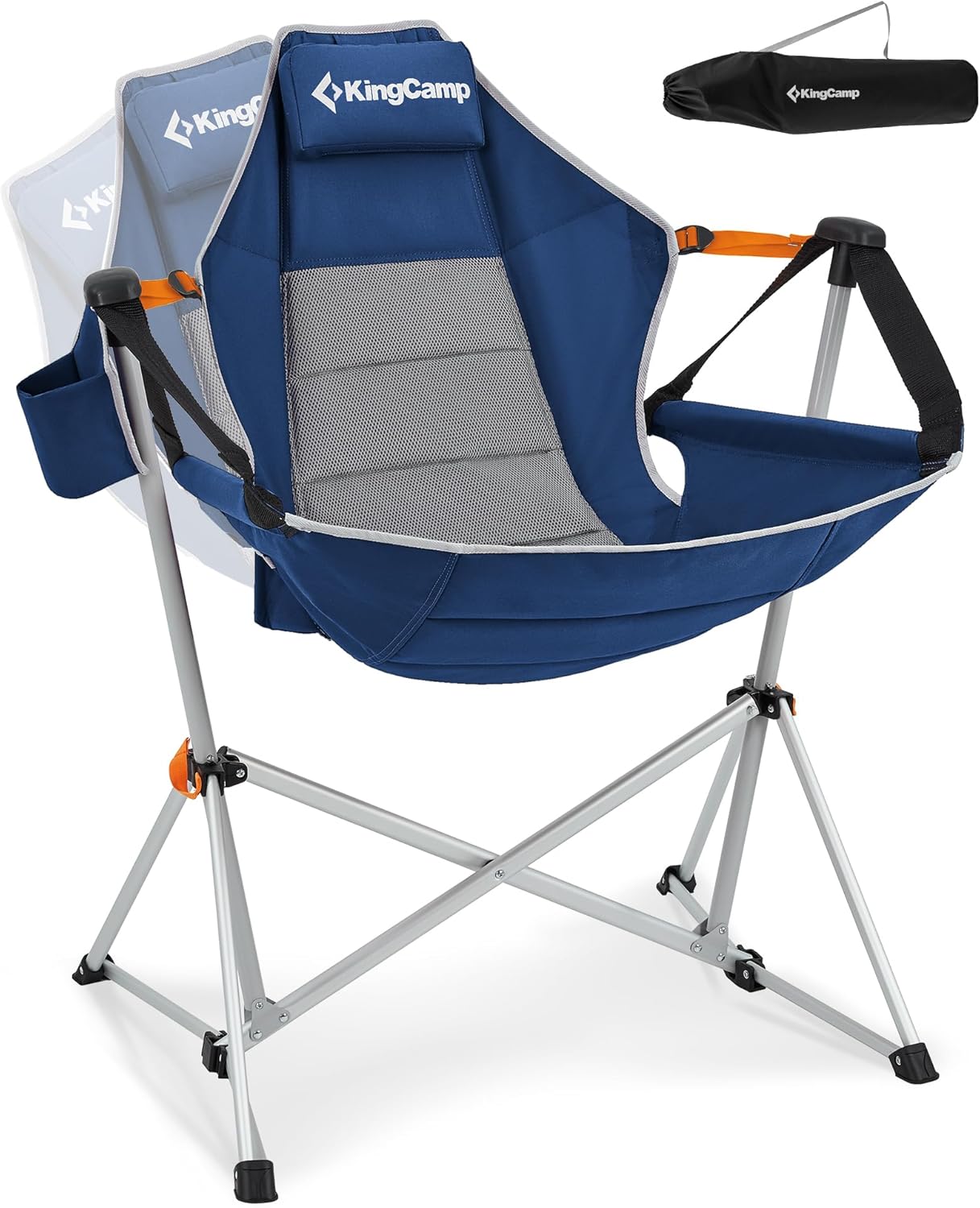 KingCamp Hammock Camping Chair, Swinging Portable Camp Chairs for Adults, 400lbs Heavy Duty Oversized Folding Rocking Chair with Adjustable Recline, Aluminum Alloy Frame for Outdoor Patio Beach Sport