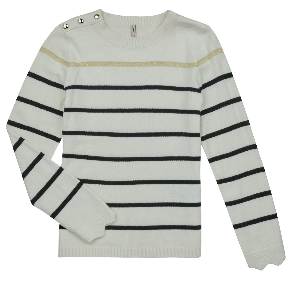 Only - KOGELISA LS BUTTON O-NECK CS KNT - White
