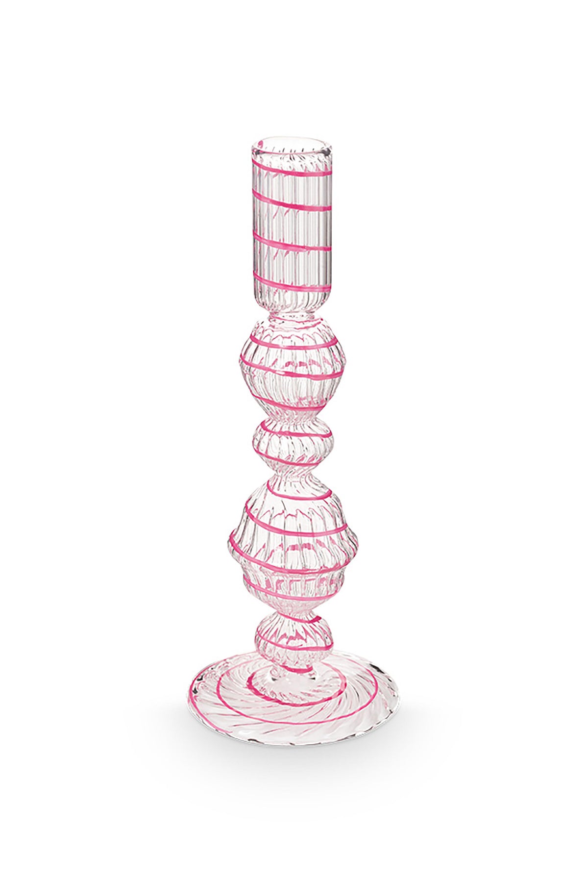 Pip Studio - Kandelaar - Roze - Glas Swirl - 22cm