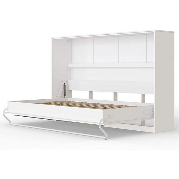 Armoire Lit escamotable 120x200cm Supérieur Horizontal Lit Mural Blanc-Blanc brillant
