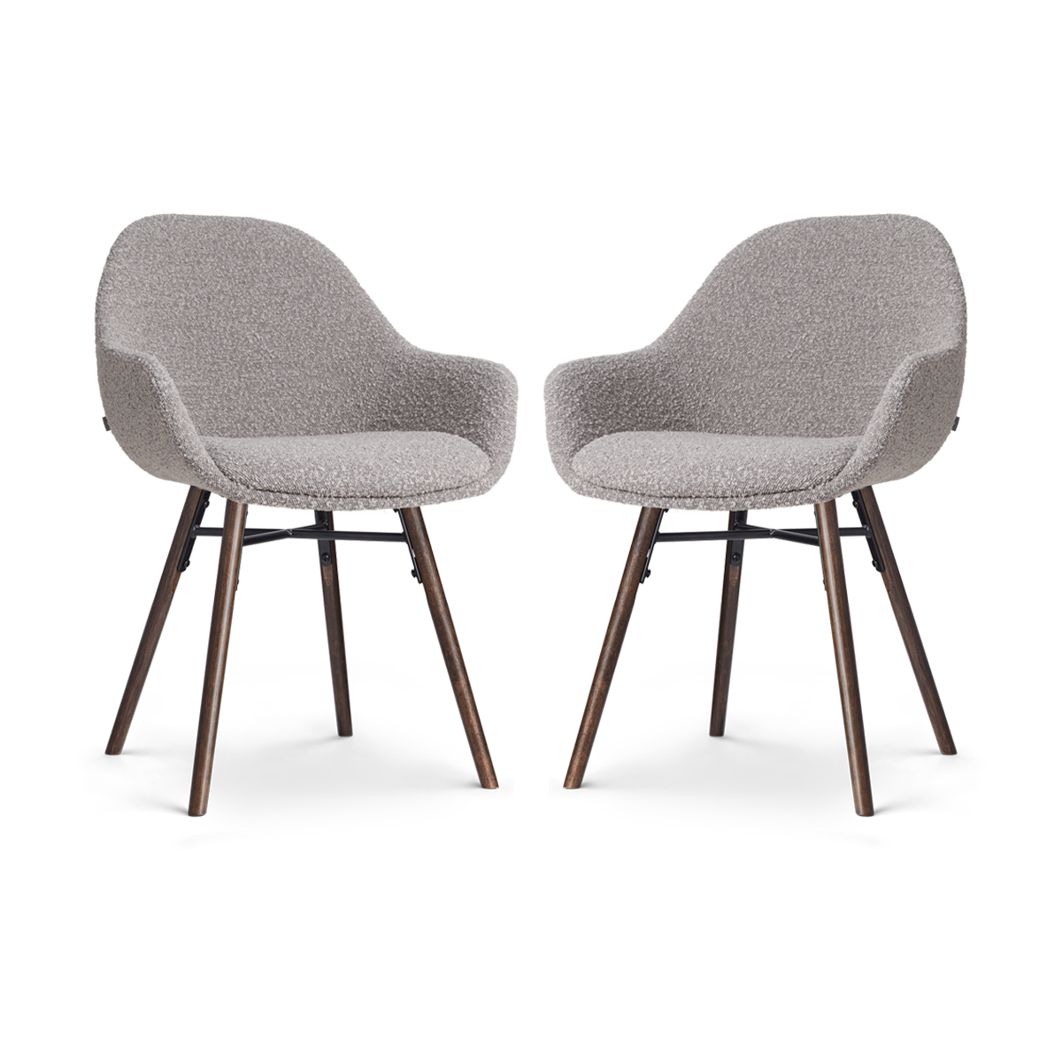 Nolon Nena-Mae Eetkamerstoelen Set van 2 - Bouclé Taupe - Walnoot