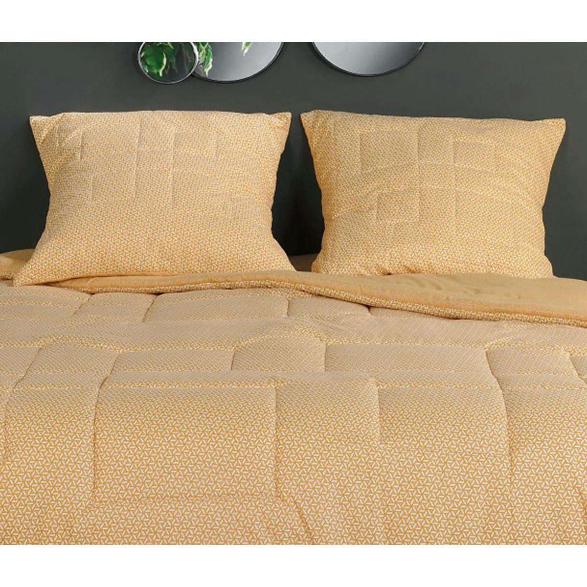 - Jeté de lit matelassé à motifs géométriques polyester jaune 240 x 180