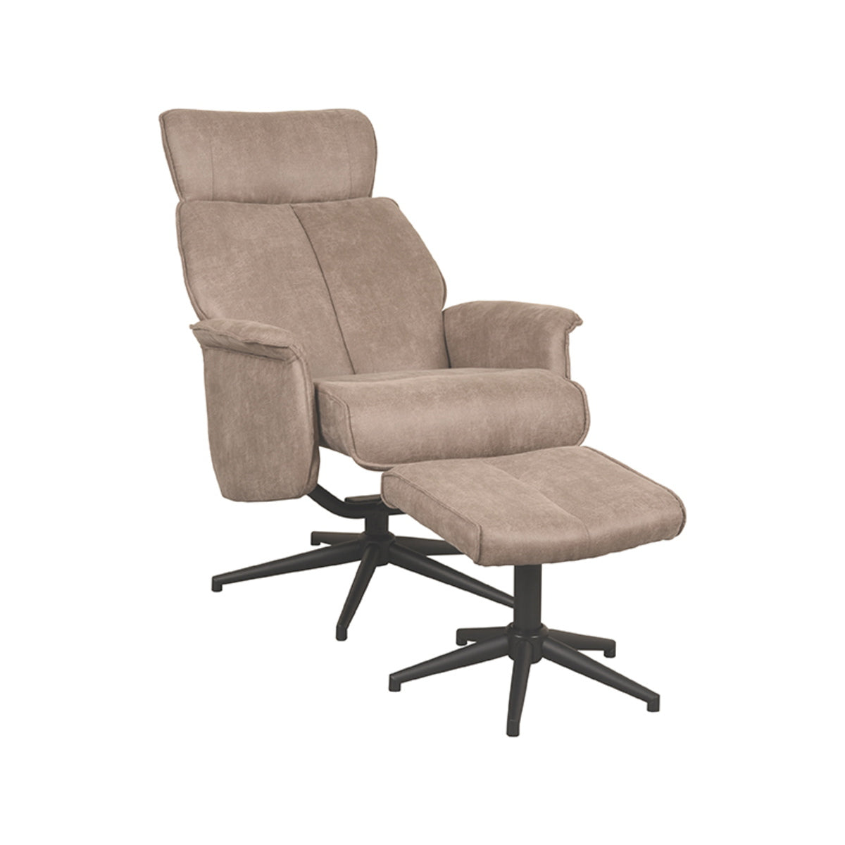 LABEL51 Relaxfauteuil Verdal - Taupe - Draaibaar - Incl. Hocker