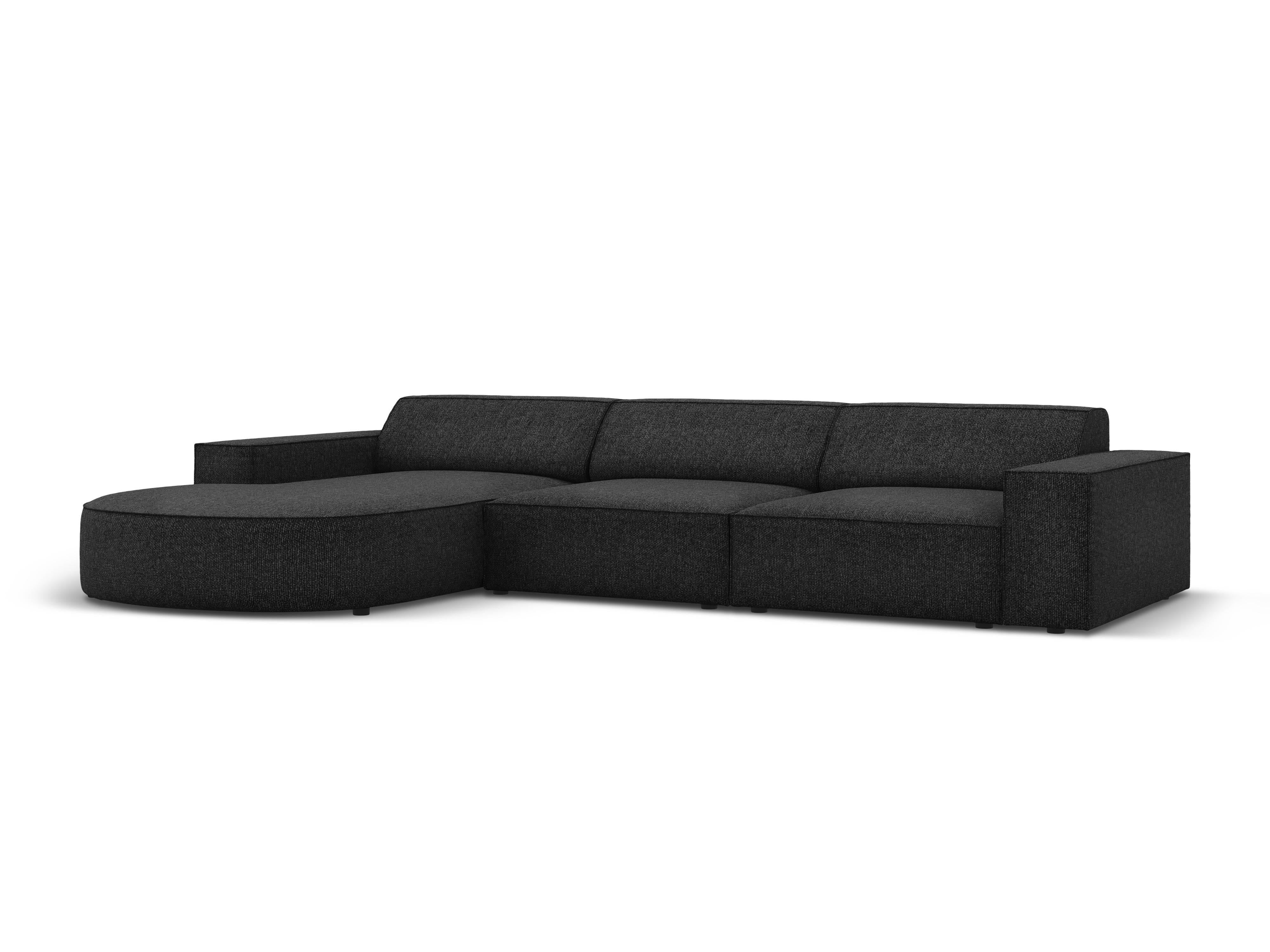 4-zitshoekbank Jodie links chenille afgerond