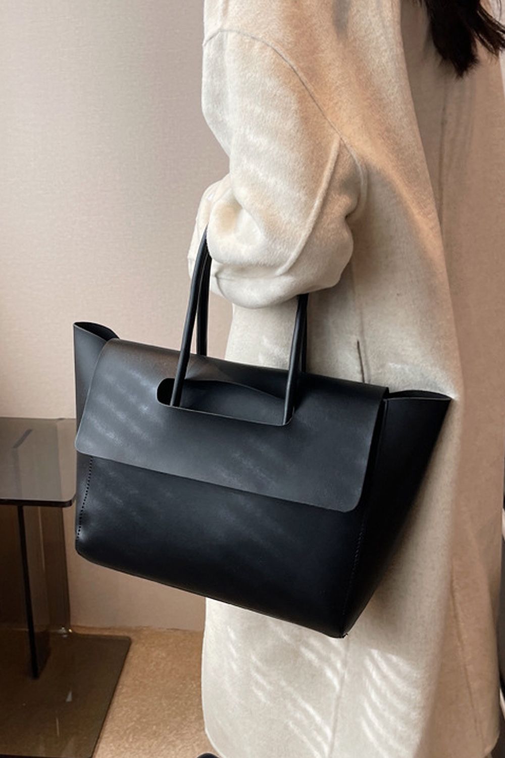 XY London Indie' Faux Leather Flap Over Handle Shoulder Tote Bag