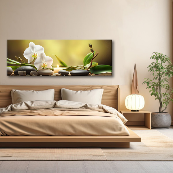 Feeby Obraz na płótnie, Żółta kompozycja zen 90x30