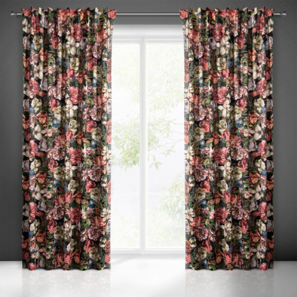 Zasłona na szelkach w kwiaty PEONIA 140X270 wielokolorowa