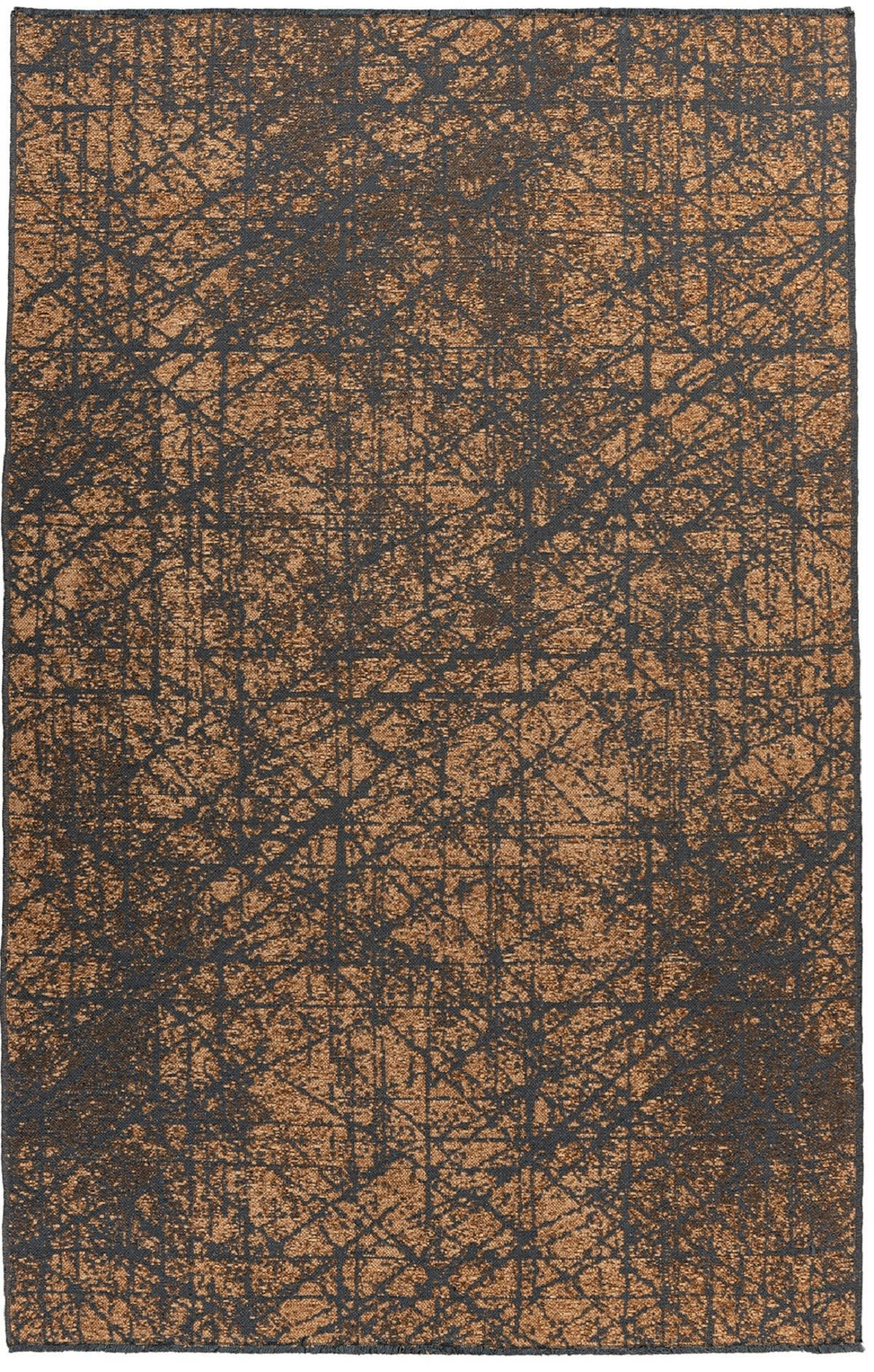 KALEV - Tapis de salon en polyester noir ébène 120x170 cm
